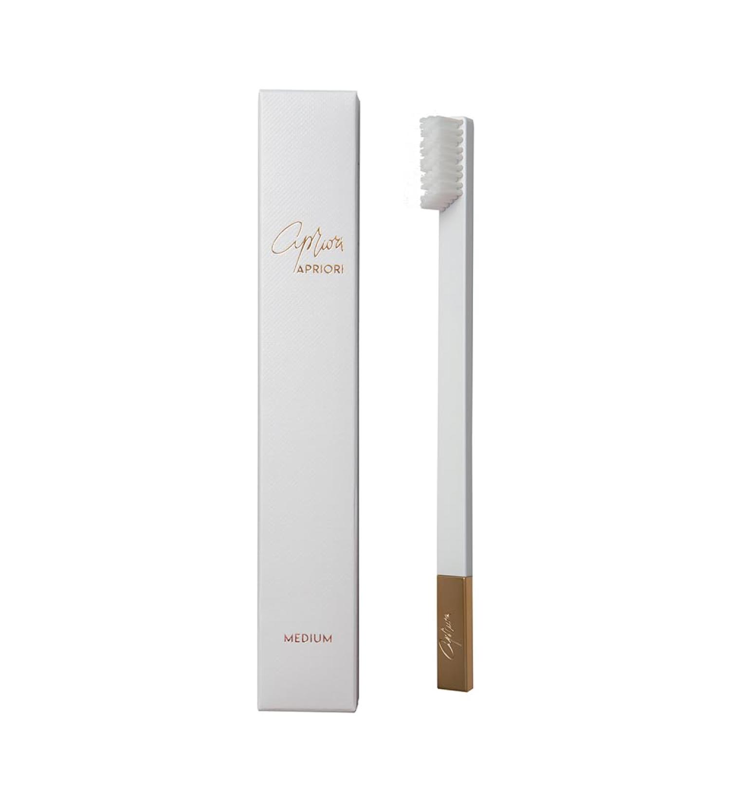 APRIORI White Gold Medium Premium Toothbrush 1 Piece | Luxury Oral Care | International Shipping Available - Buy Online on GoSupps.com