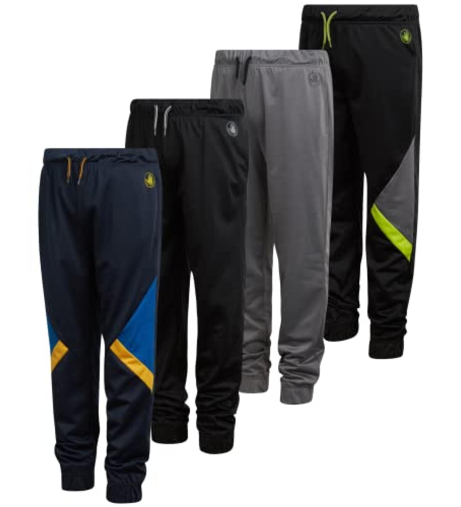 Body Glove Boys 4 Pack Tricot Joggers Size 8-18 - Black/Lime/Blue Triangle - Buy Online on GoSupps.com