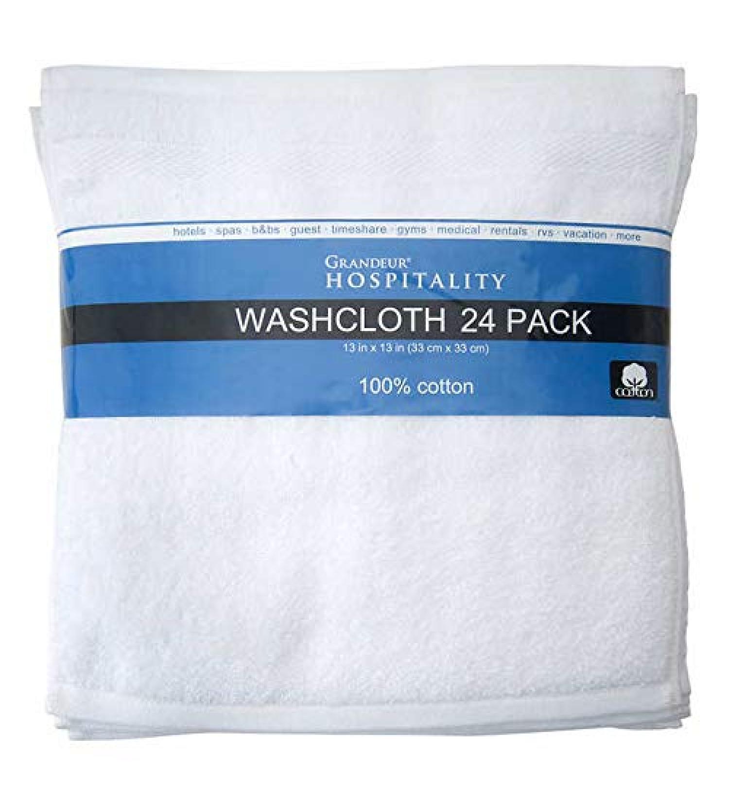 Omni Linens Grandeur Hospitality Wash Cloths  2 Dozens White Color