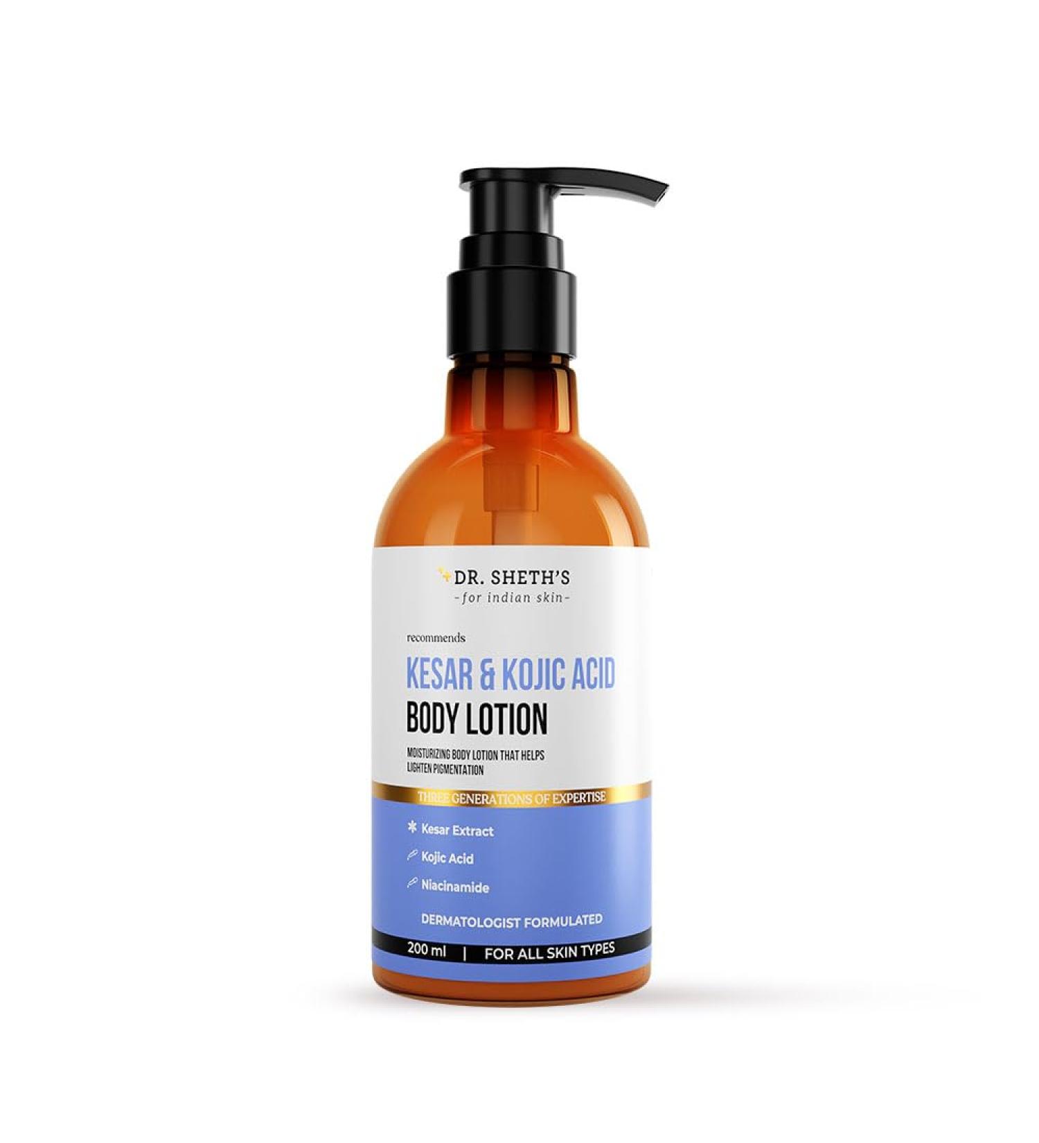 Dr. Sheth's Kesar Body Lotion | Quick-Absorbing & Moisturizing Formula | For Nourished Spot-Free Skin | Men & Women | 200mL - Buy Online on GoSupps.com