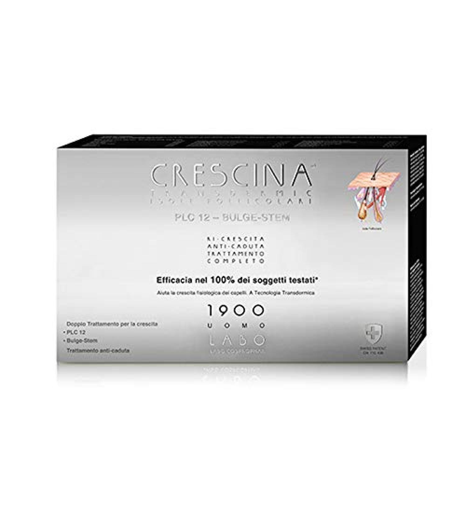 Crescina Complete Treatment Transdermic Follicular Islands PLC12 BULGE STEM ANTI-LOSS Strong Hair Regrowth 1900 MAN 20 (7+ 7+ 6) Vials
