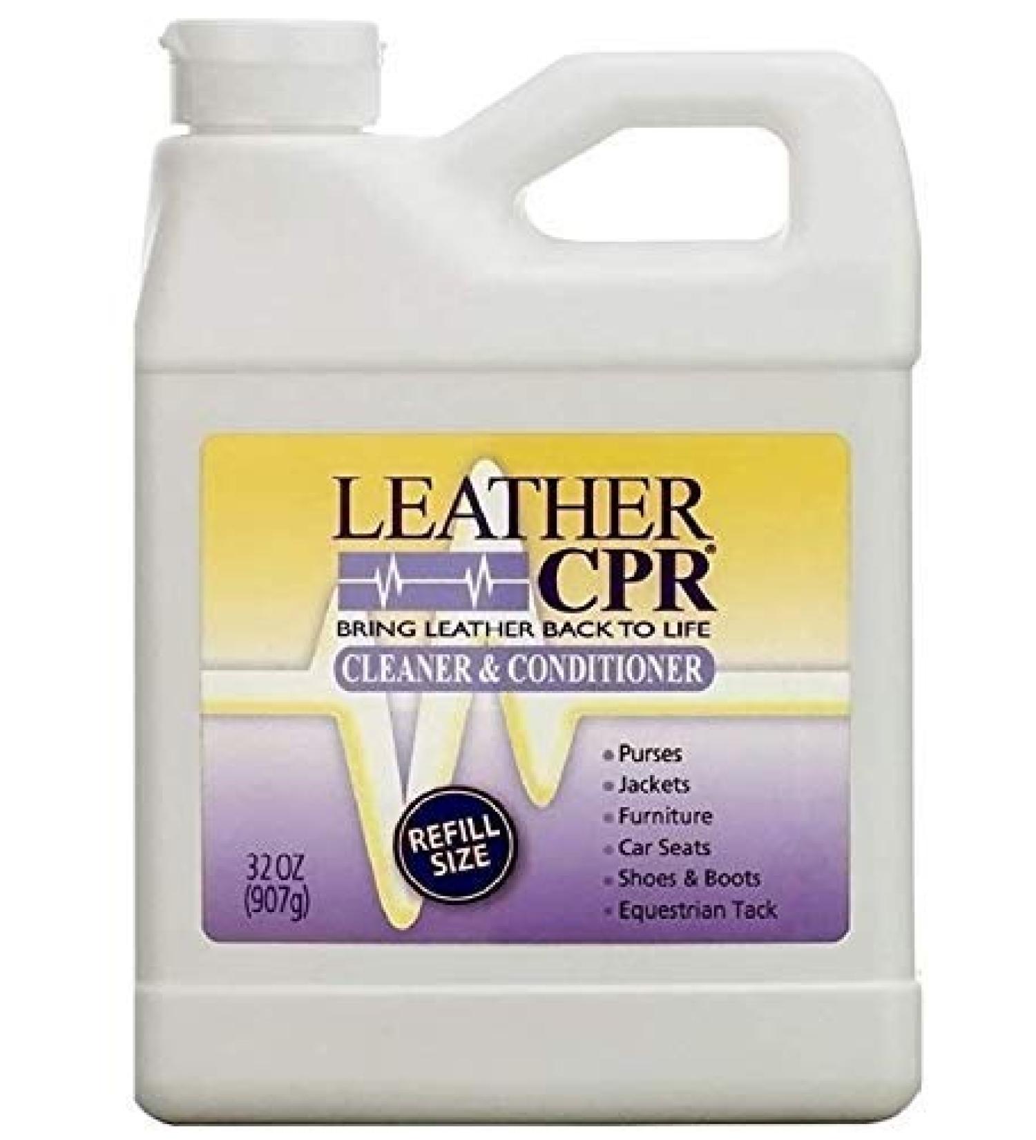 CPR 32oz Bottle Leather Cleaner & Conditioner - Irritant-Free Formula for Furniture, Jackets, Shoes, Auto & More - White, 32 Ounce - Buy Online on GoSupps.com