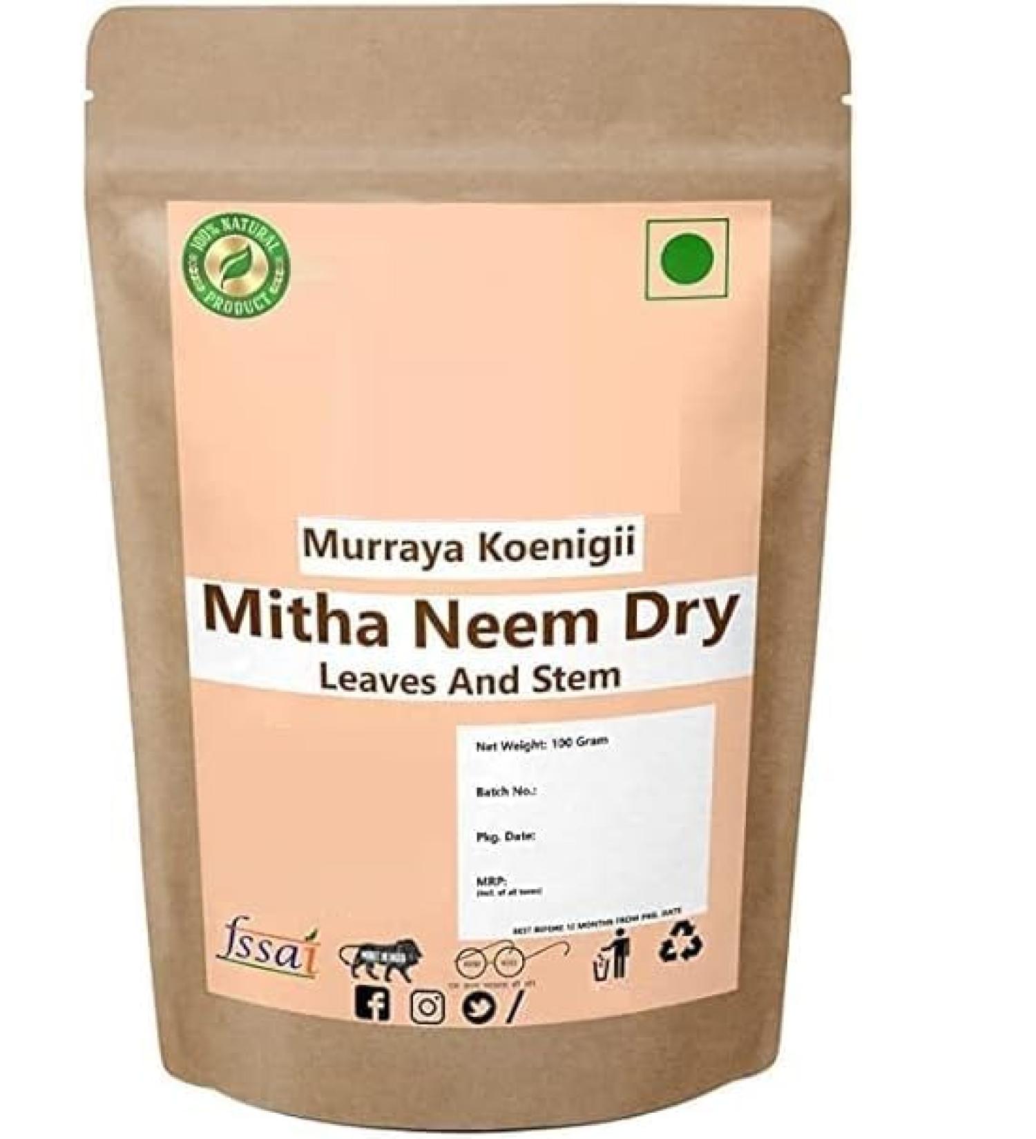 JEVR Mitha Neem Dry - Kadi Patta Dry - Kari Patta Dry - Kadipatta Dry - Karipatta Dry - Murraya Koenigii - 100g