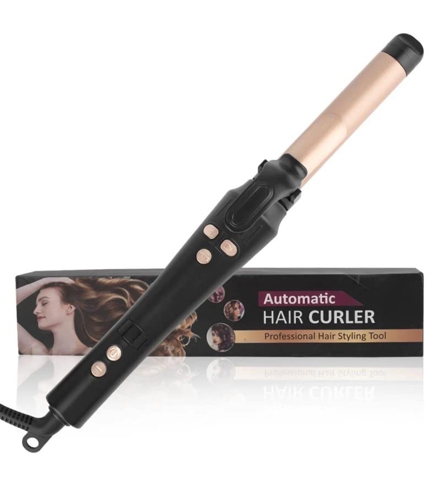 LCD Ceramic Curling Wand - 1 Inch Auto Rotating Titanium Barrel | 4 Adjustable Temps | Fast Heat-Up | Dual Voltage & Anti-Scald - Shop Internationally - Buy Online on GoSupps.com