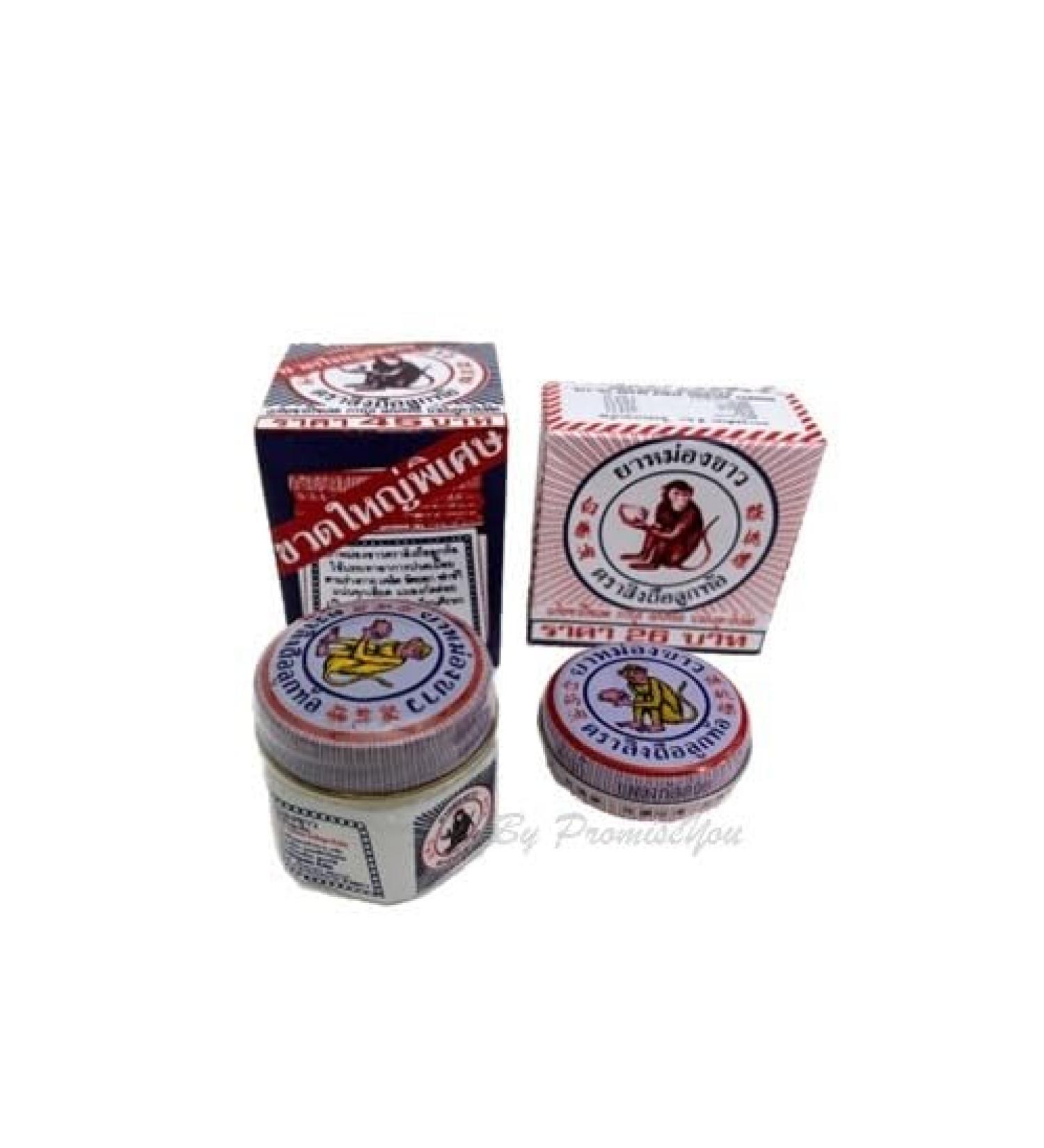 Thai White Balm - Monkey Holding Peach Balm 18g & 8g | Authentic Thai Remedy Exported Worldwide - Buy Online on GoSupps.com