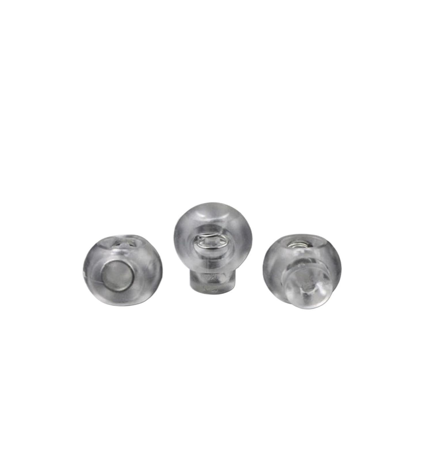 Hole Cord Lock Stopper spring buckle Cord Locks Toggles 500pcs Cord Lock Round Ball Toggle Stopper Plastic Toggle Clip Widely For Bag Backpack/Clothing Clear White(15mm*18mm) 15mm*18mm Clear