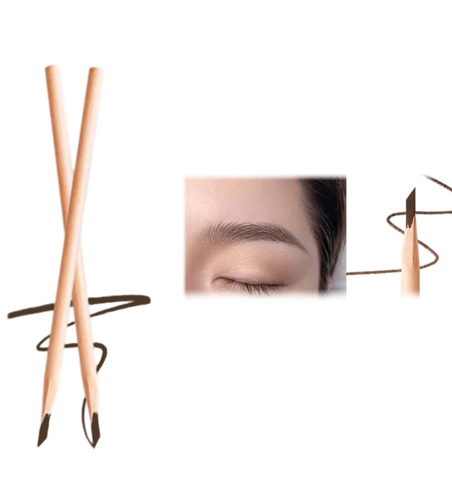 Pousbo 2023 Waterproof Wooden Eyebrow Pencil - 2PCS Dark Brown - Buy Online on GoSupps.com