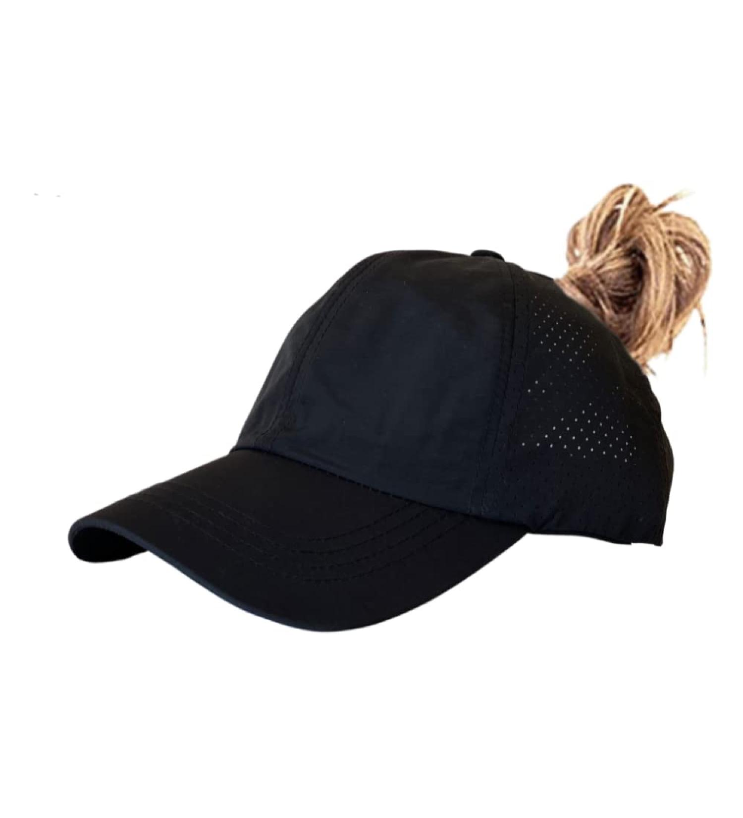 Criss Cross Ponytail Hat - Distressed Mesh Womens Baseball Cap Dad Hat in Sgx-black - Buy Online on GoSupps.com