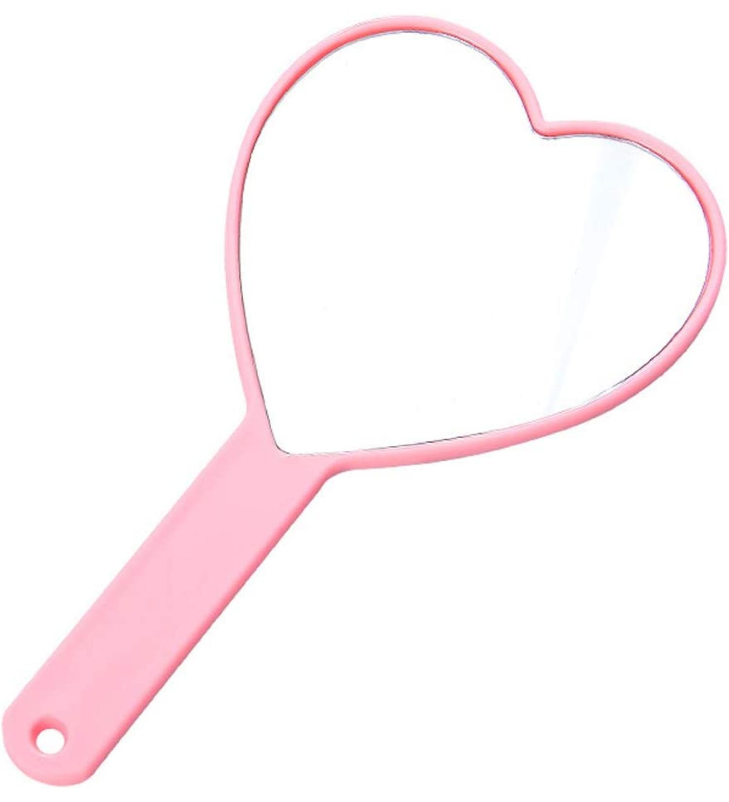 TBWHL Heart-Shaped Handheld Mirror - Portable Cosmetic Mirror with Handle in Pink - Buy Online on GoSupps.com