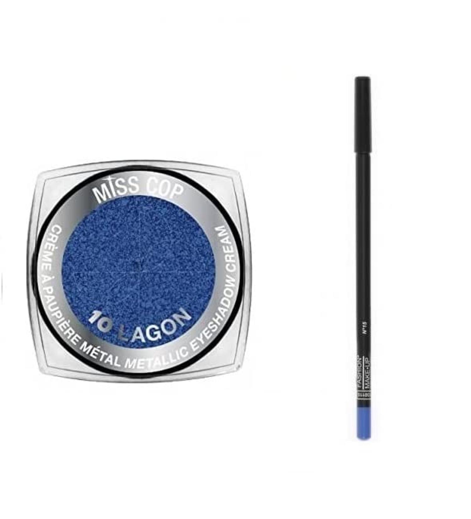 Kit 1 Metal Cream Eyeshadow 10 Lagoon Blue + 1 Blue Pencil (2 Products) - Buy Online on GoSupps.com