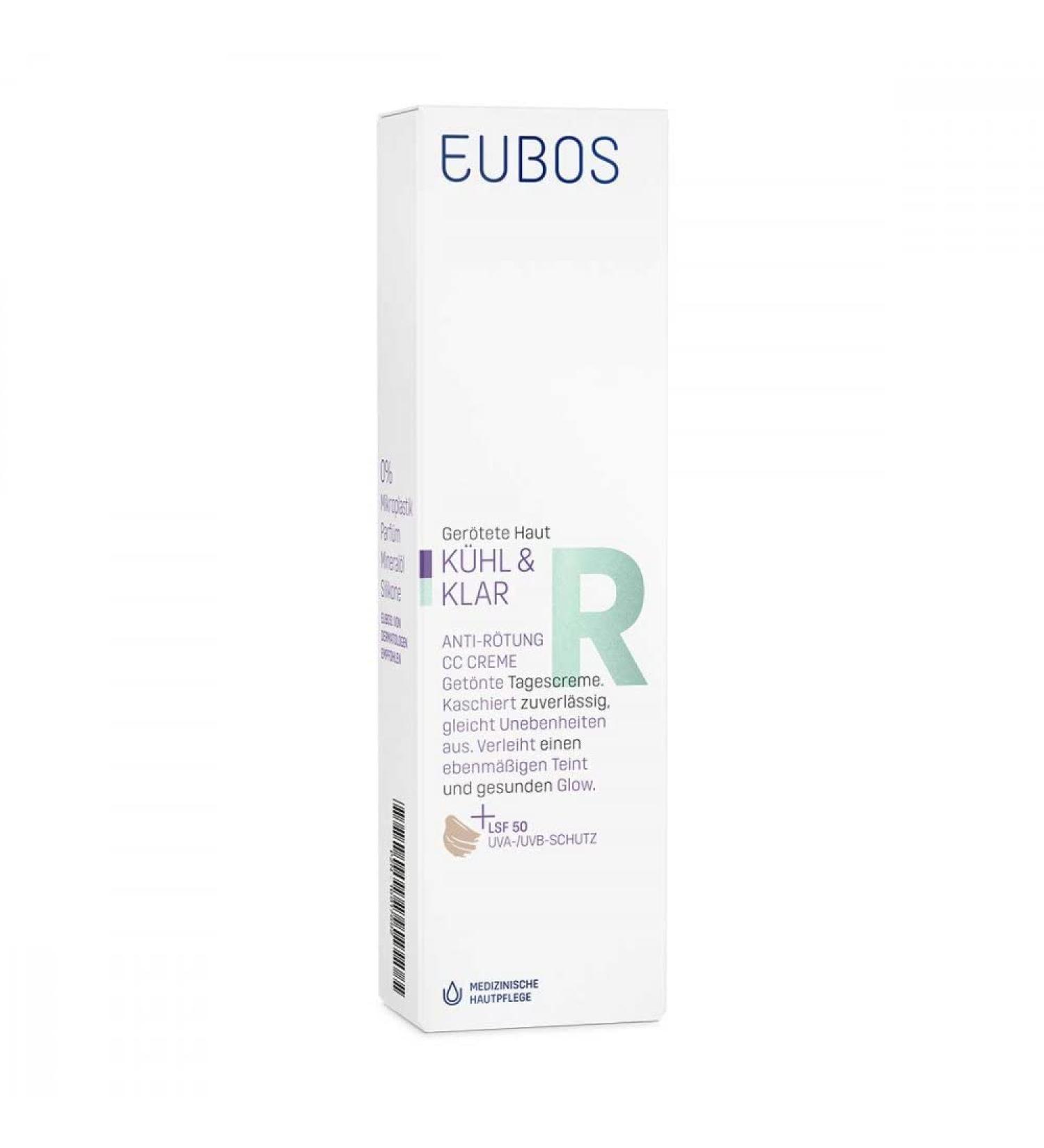 EUBOS COOL & CLEAR Anti-Redness CC Cream SPF 50 - 30ml | Soothing UV Protection for Sensitive Skin - Buy Online on GoSupps.com