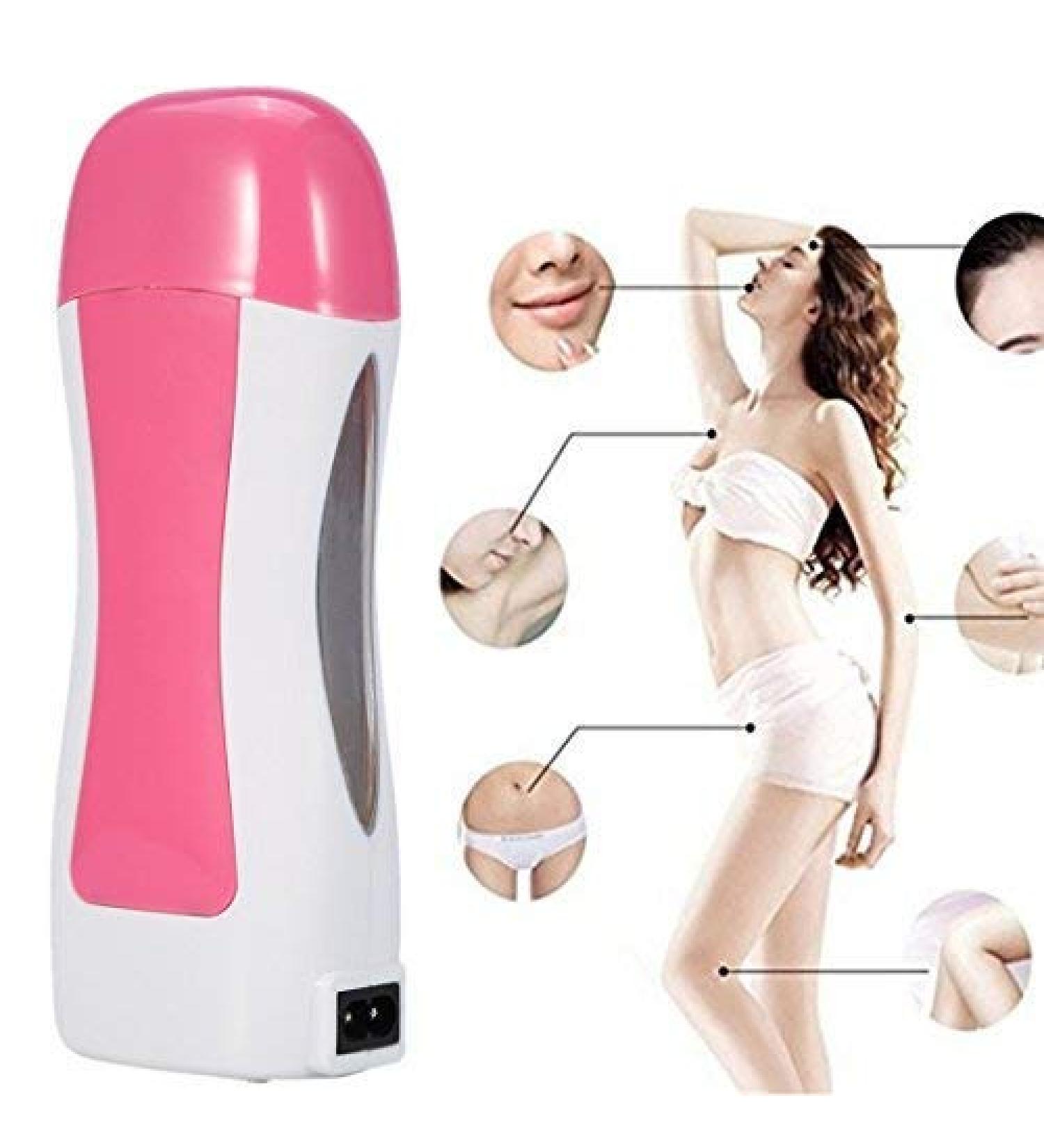 Professional Hair Removal Set - Wax Roller 100g Thermal Wax 5 Wood Spatulas & 100 Paper Strips - Lavender Color - Buy Online on GoSupps.com