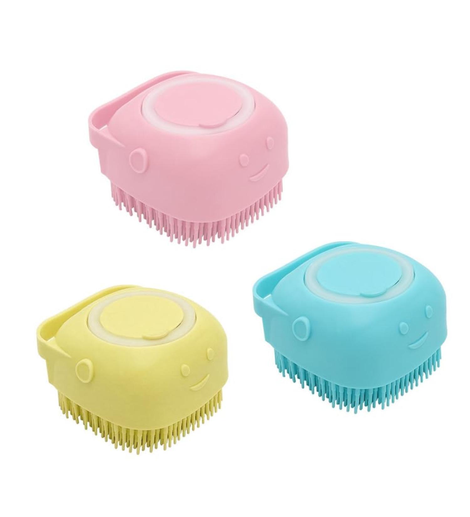 Youery 3-Piece Silicone Pet Bathing Brush Set for Dogs & Cats - Massage Shower Gel Handle Ideal for Grooming & Spa - Buy Online on GoSupps.com