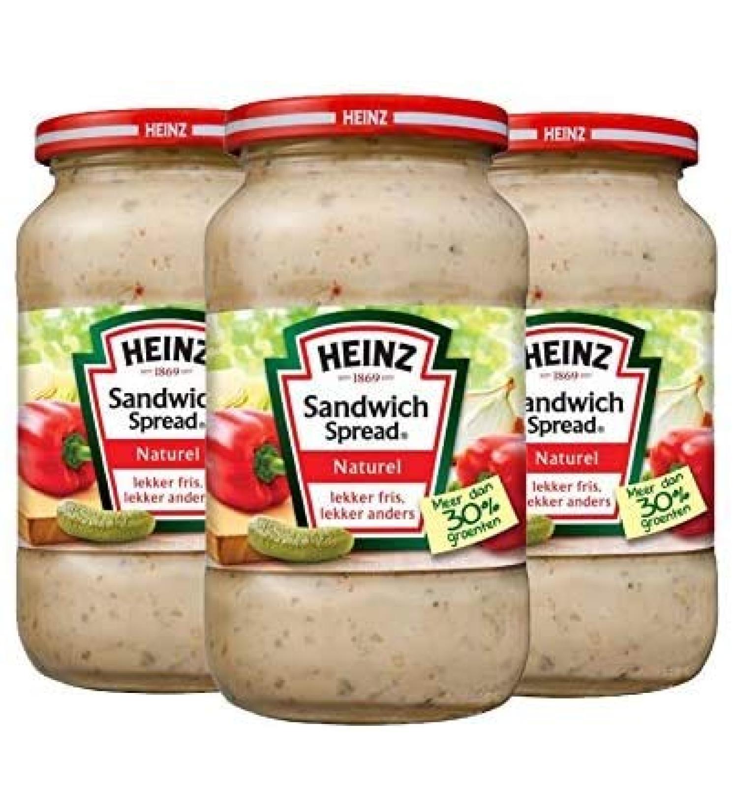 Heinz - Sandwich tartiner - Naturel - 3 bouteilles - 450g par bouteille - Saladcream - Sans conservateur - P te tartiner l g re - Avec des morceaux de l gumes croquants