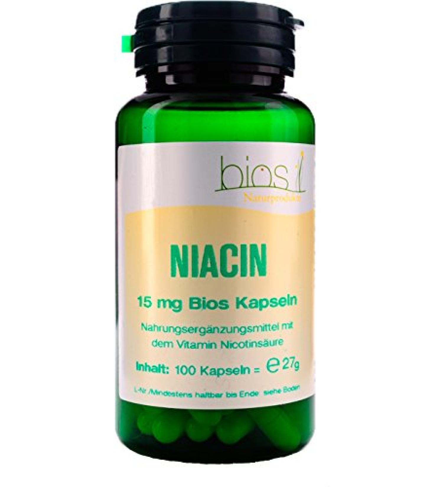 Bios Niacin 15 mg - 100 Capsules - Boost Energy & Metabolism - International Shipping Available - Buy Online on GoSupps.com