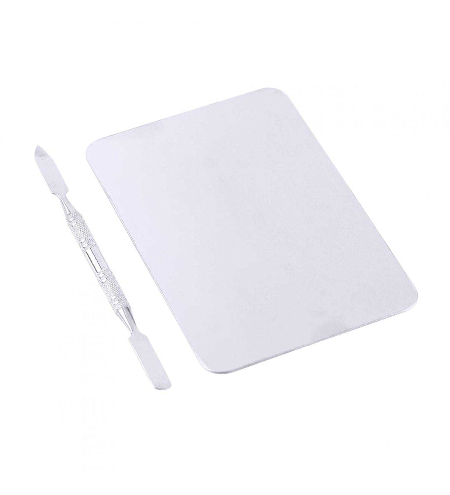 Stainless Steel Makeup Palette & Spatula - Professional Cosmetic Mixing Tool for Eye Shadow & Eyelash Makeup - Buy Online on GoSupps.com