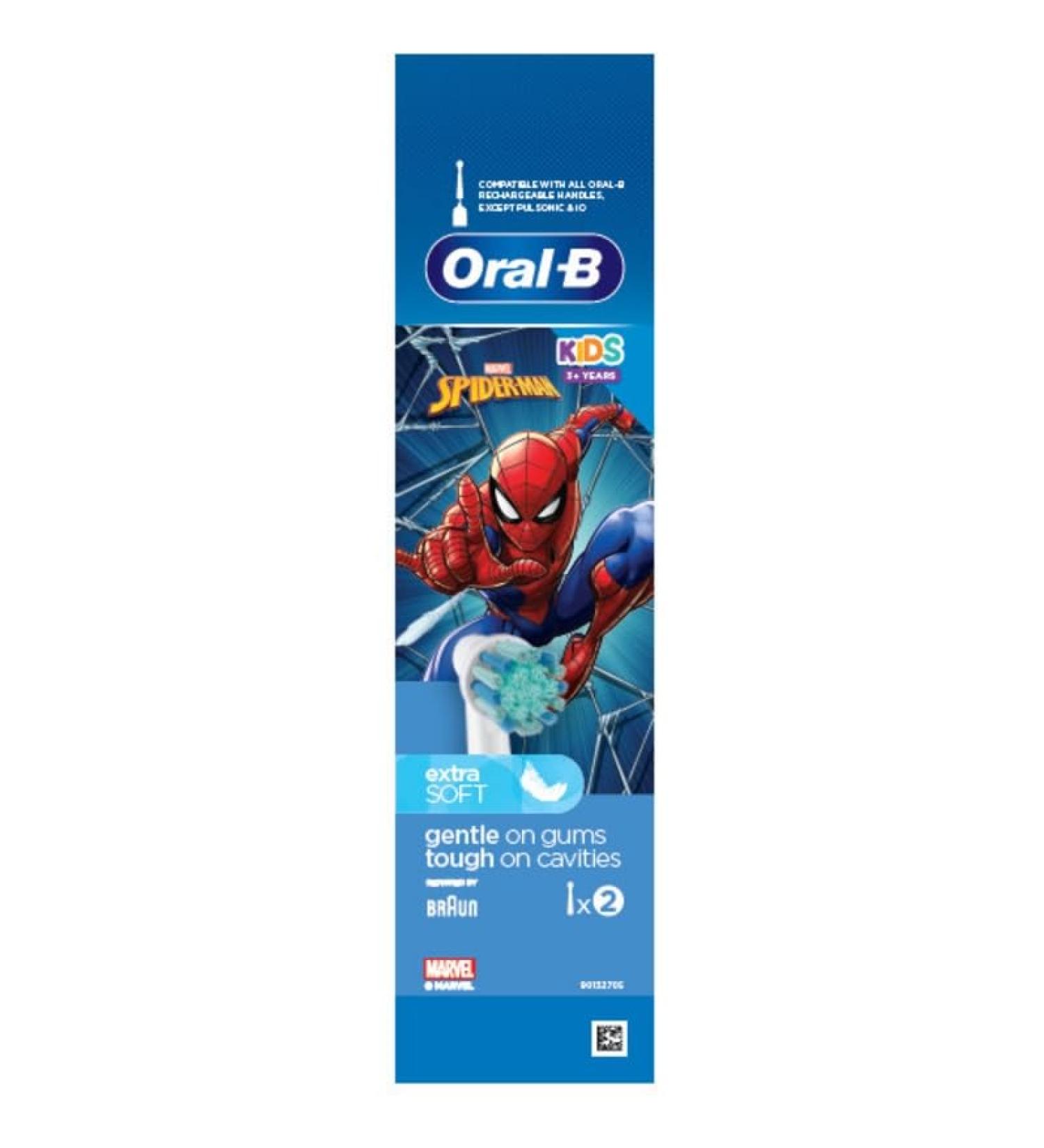 Oral B Pro Kids 3+ Spiderman REPLACEMENT 2 PIECES for ELECTRIC BRUSH