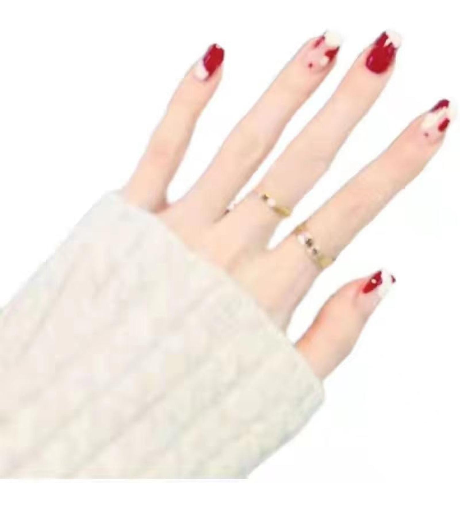Temperament to Enhance The Nail Patch Hand-Customized Wearing Nail Art Little Red Book with Cow Pattern Gold and White Detachable Nail Patch Fake Nails Nail Patch (10-Piece Pack) (Size : L) - Buy Online on GoSupps.com