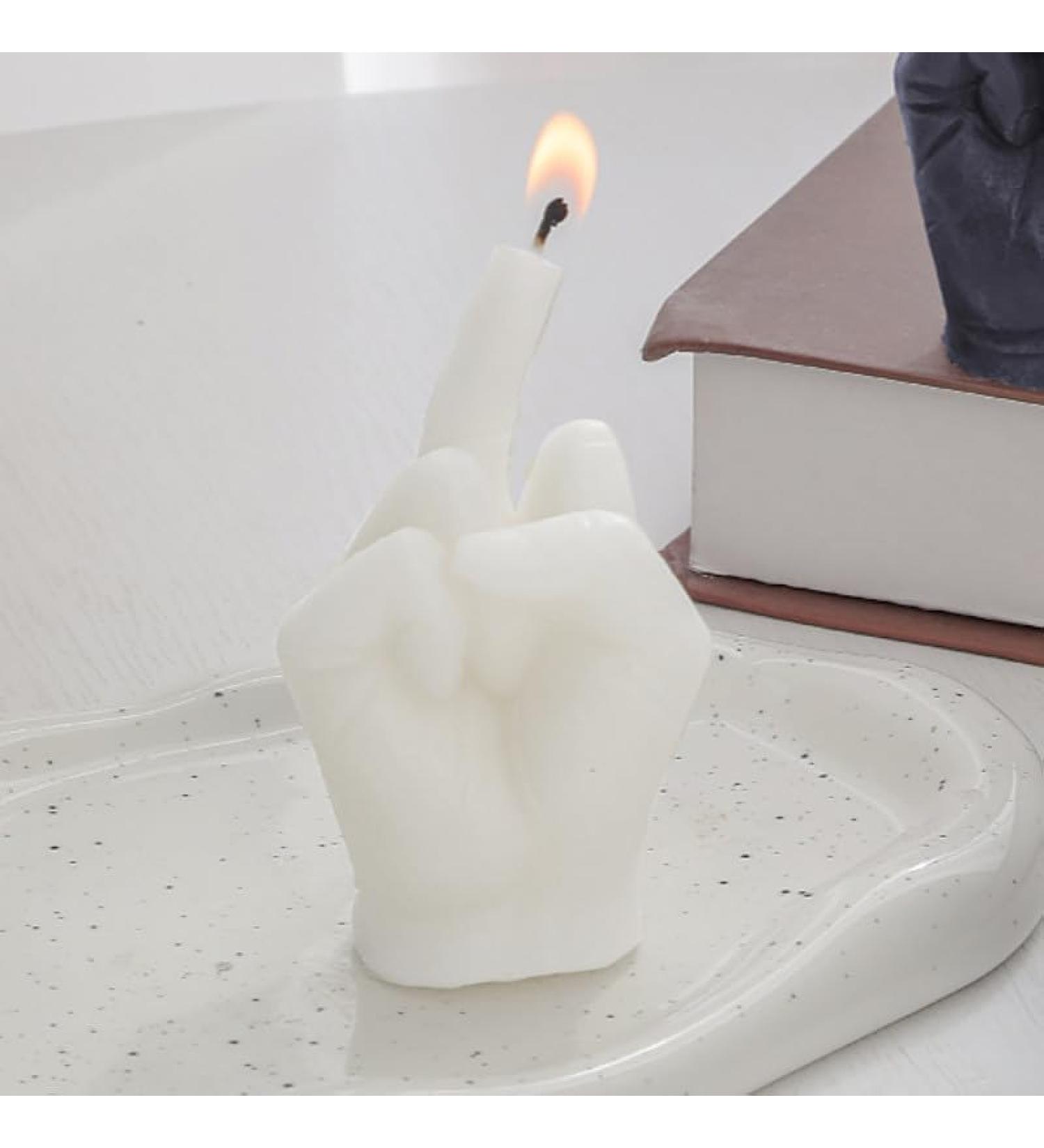 Friendly Finger Shaped Wax Candle - Funny Aromatherapy Candle for Festivals & Gifts | Scented Desktop Decor (White - Buy Online on GoSupps.com