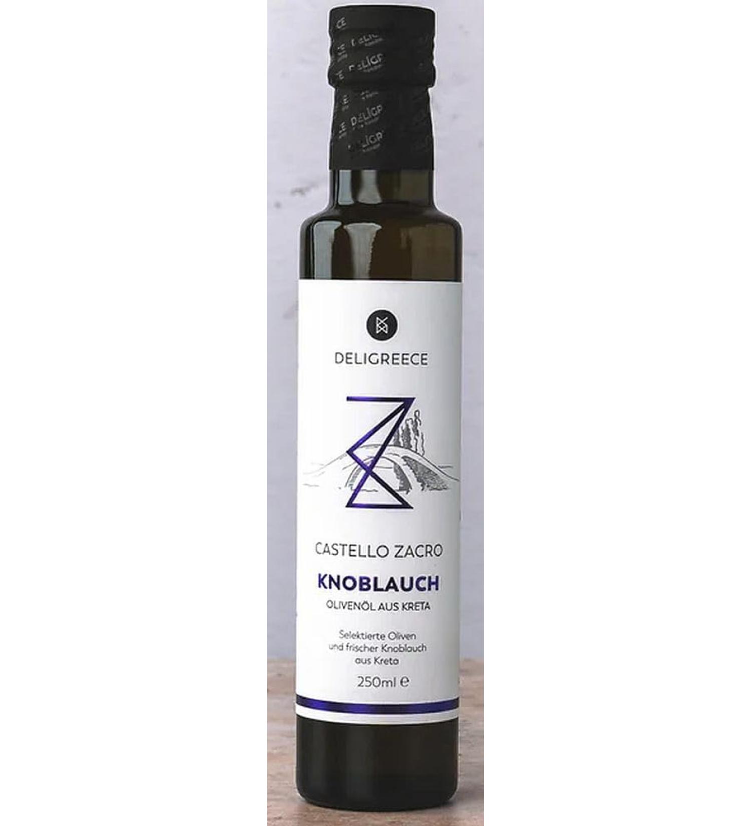 250 ml Castello Zacro Garlic Olive Oil - Fresh Garlic and Olives