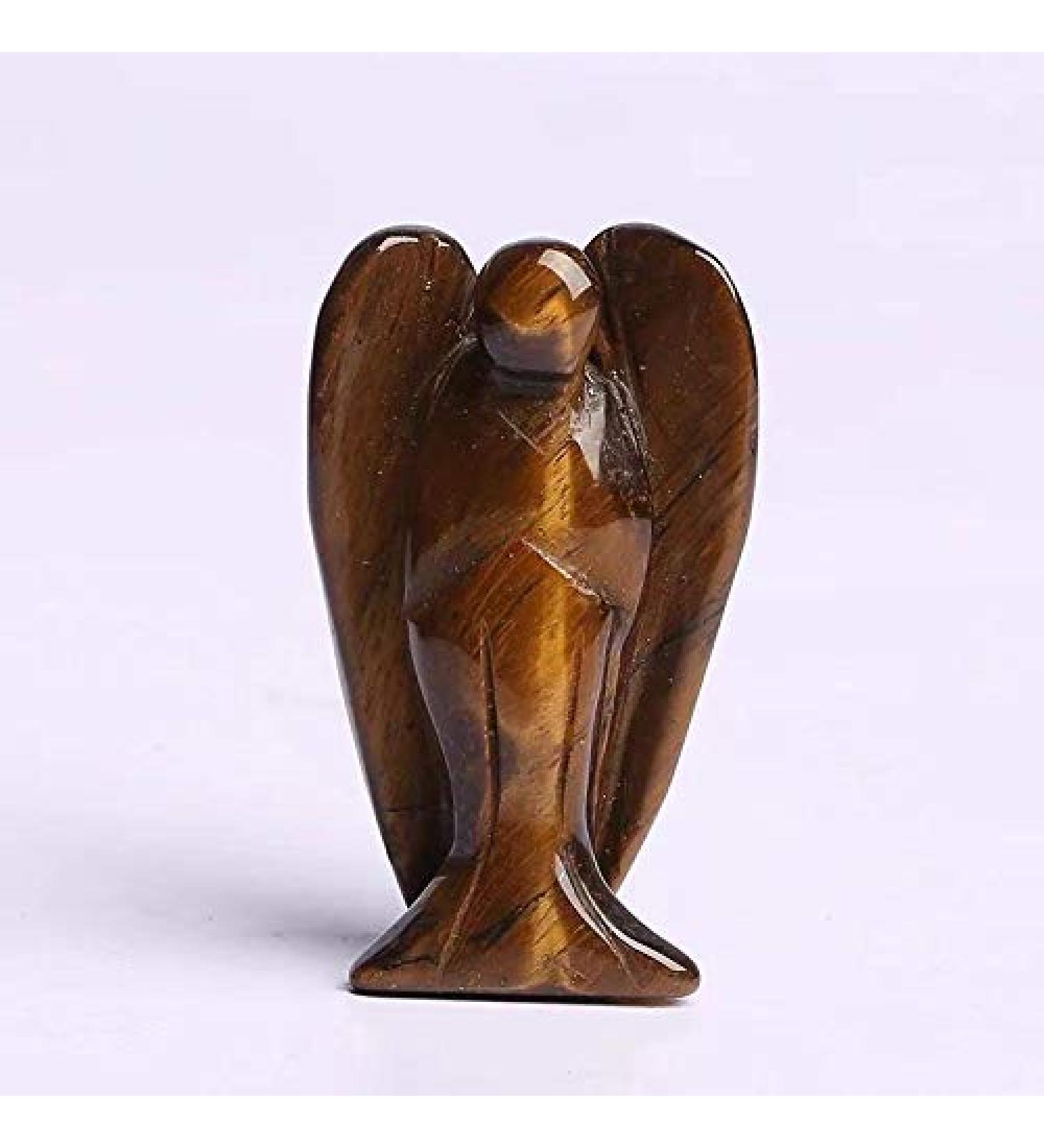 2 inch Hand Carved Yellow Tiger Eye Stone Crystal Angel for Decoration 1pc
