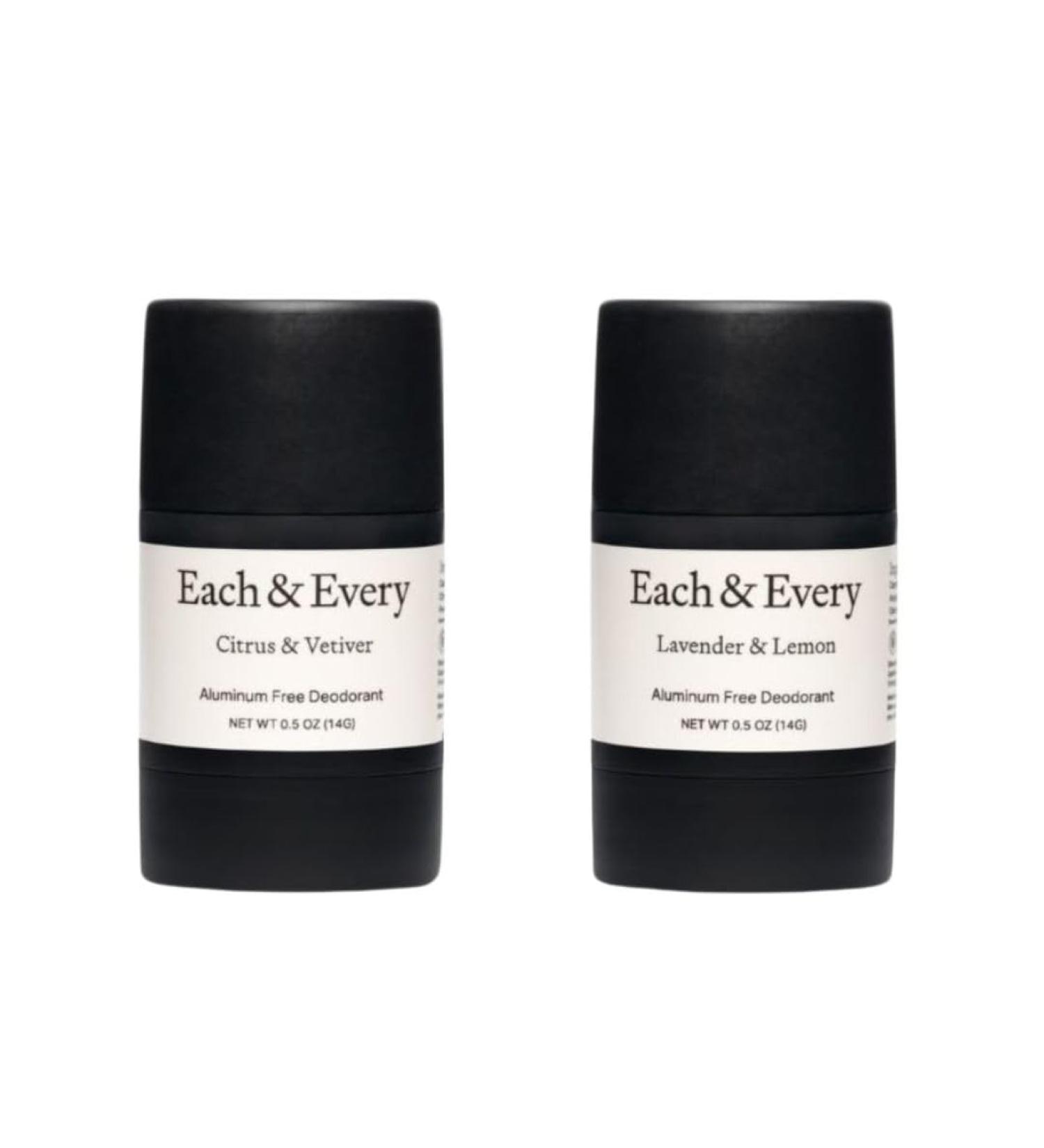 Each & Every All Natural Deodorant for Men & Women - Aluminum-Free Sensitive Skin Plant-Based Baking Soda-Free Long Lasting 24 Hr Odor Control - Lavender & Lemon + Citrus & Vetiver (2 Pack 0.5oz) Lavender & Lemon Citrus & Vetiver 0.5 Ounce (Pack of 2) - Buy Online on GoSupps.com