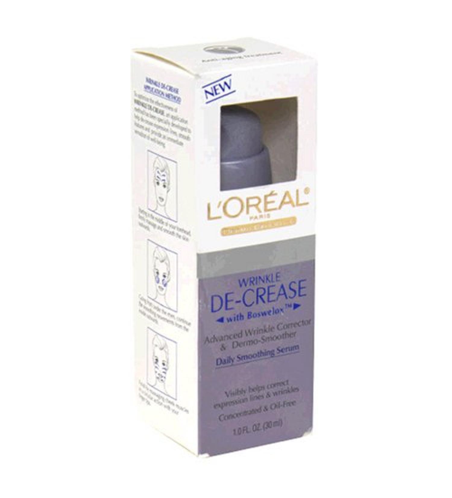 L'Oreal Dermo-Expertise Wrinkle De-Crease Daily Smoothing Serum Advanced Wrinkle Corrector and Dermo-Smoother with Boswelox 1-Ounce Bottle