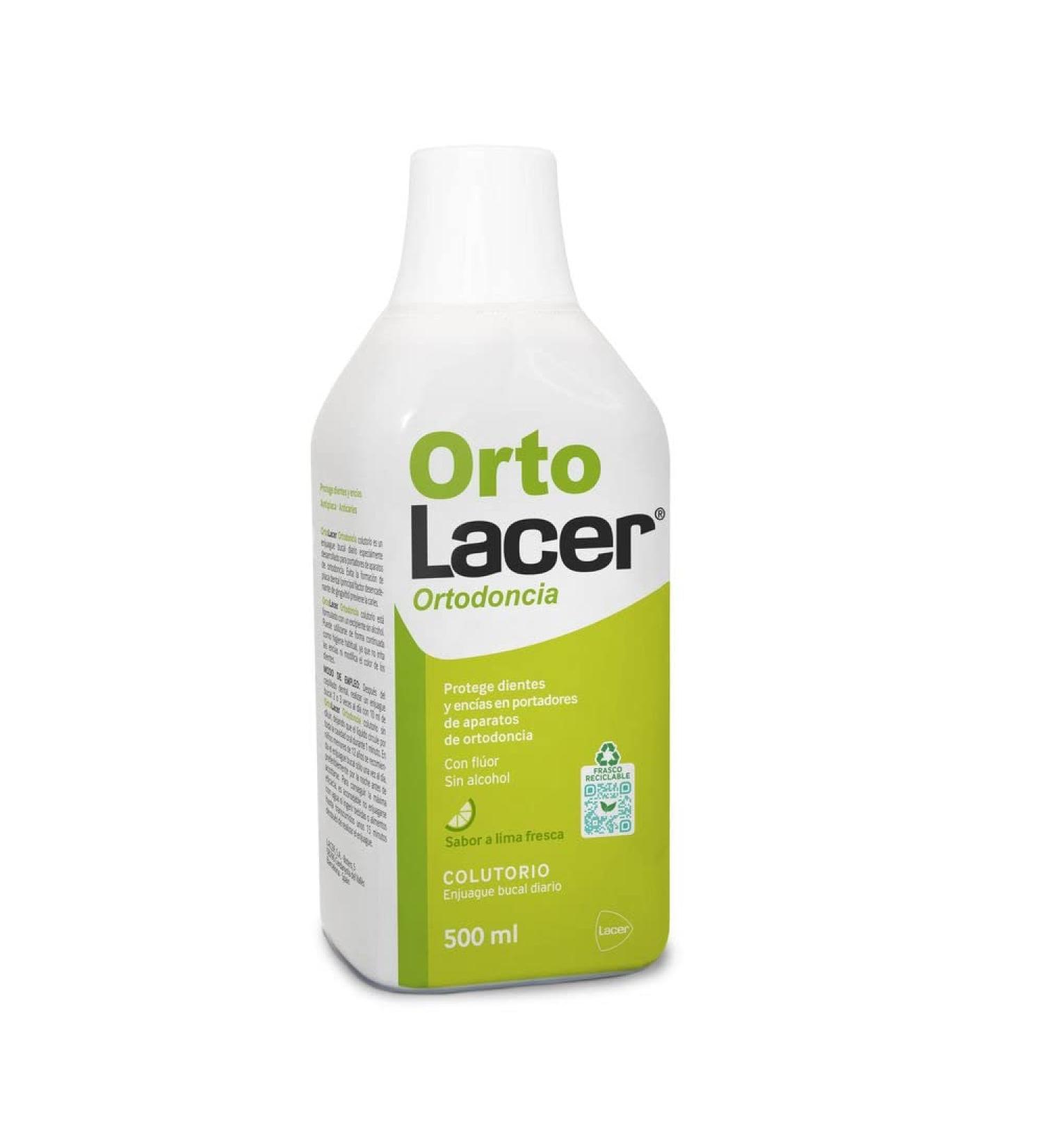 OrtoLACER - Fresh lemon column 500 ml, for orthodontic appliances, triple protection, protection against caries, demineralization and inflammation of the gums