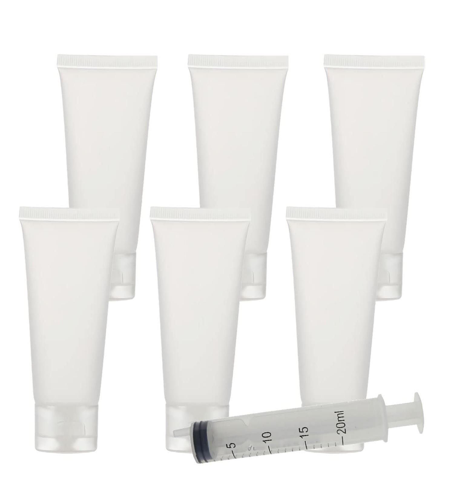 Zeoabsy 6 Pack 50ml Transparent Frosted Soft Tubes - Hinged Lock Plastic Bottles for Cosmetics Gels & Creams - Perfect for Travel - Buy Online on GoSupps.com