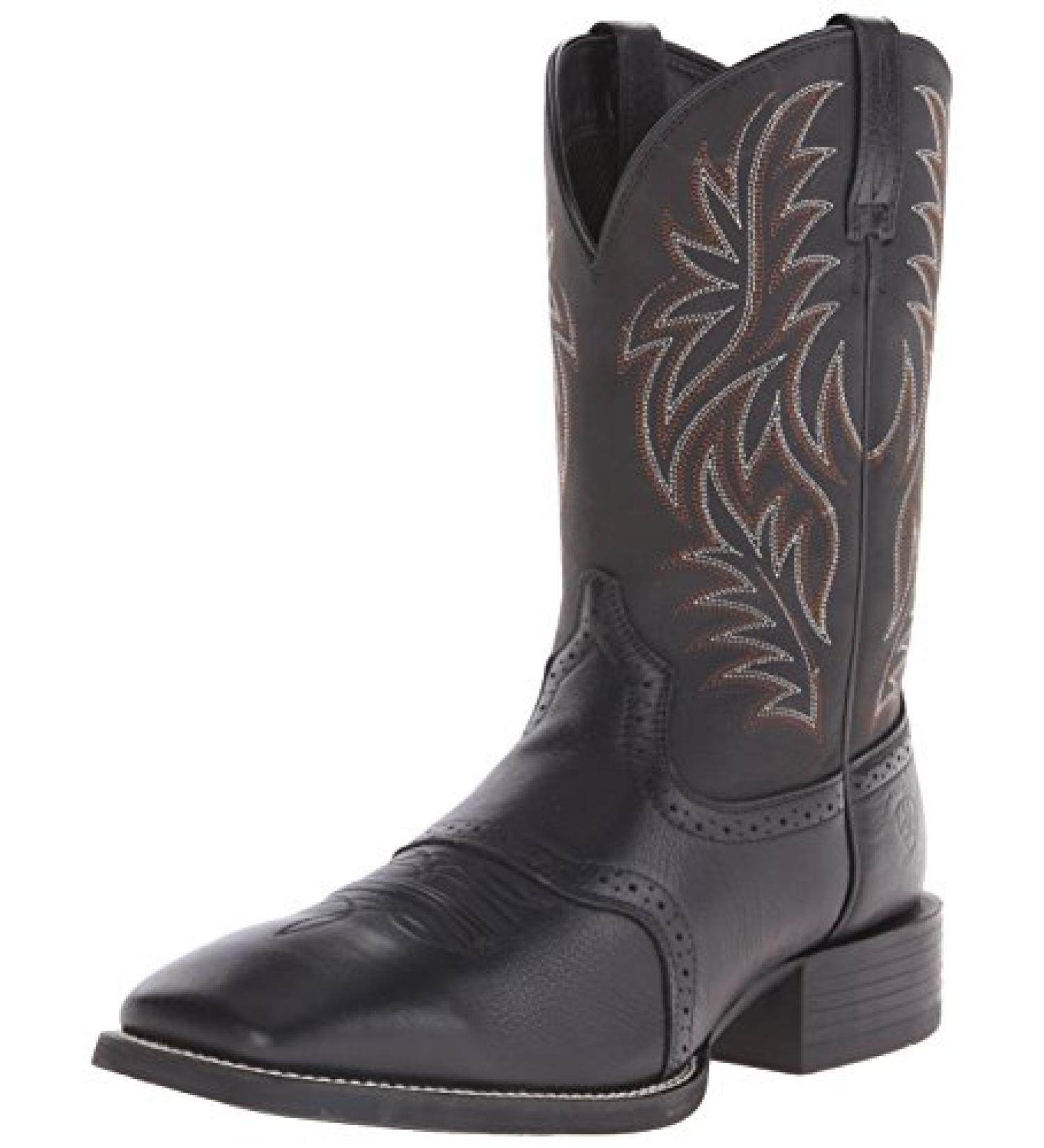 ARIAT Men's Sport Wide Square Toe Western Boot 11 - Black Deertan/Black | Comfortable and Stylish Cowboy Boot - Buy Online on GoSupps.com