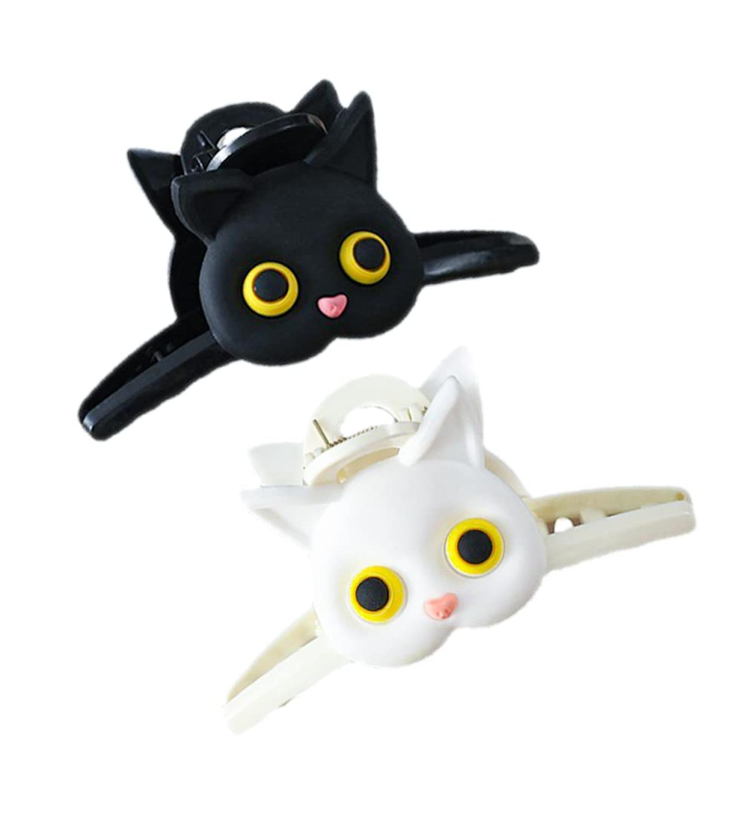 Large Cat Hair Claw Clips for Women & Girls - Matte Hair Claws Clips Set in White and Black - Styling Accessories for Girls - Buy Online on GoSupps.com