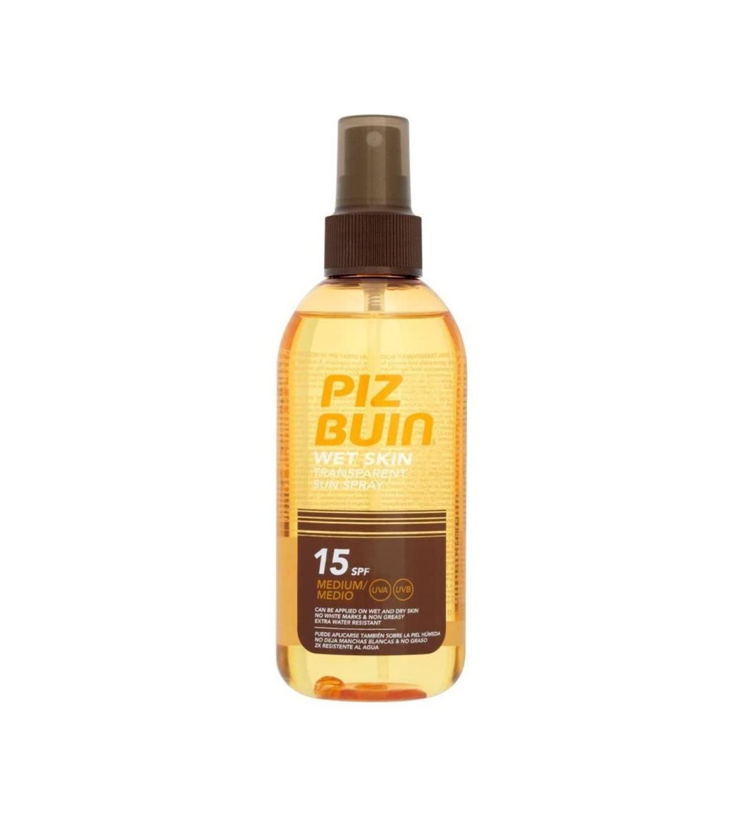 Piz Buin Wet Skin Sun Spray SPF 15 Medium 150ml - Water Resistant Sunscreen - Buy Online on GoSupps.com