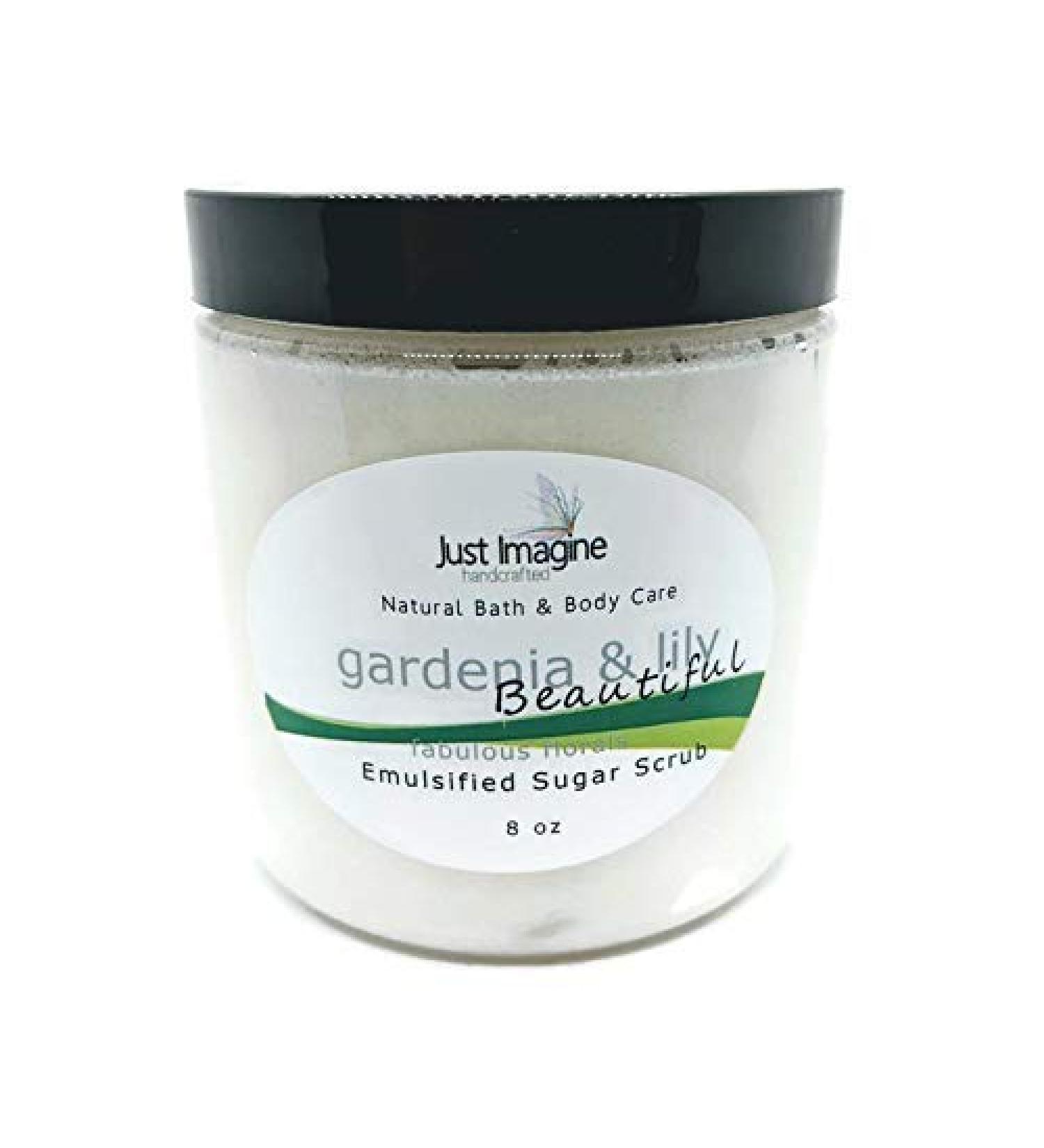 Just Imagine Handcrafted - Gardenia & Lily Emulsified Sugar Body Scrub All Natural Handmade 8 oz