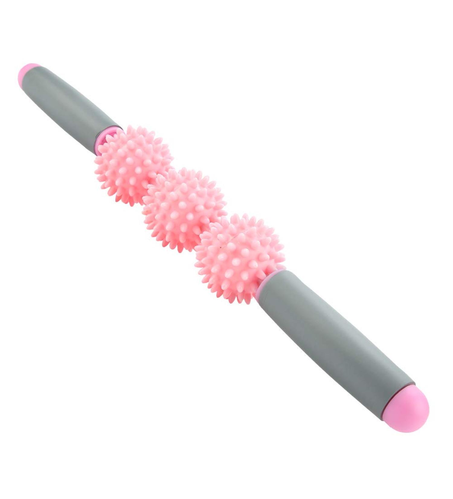 Capormory Fascia Muscle Roller - Pressure Point Massage Roller & Yoga Stick | Hand-Held Body Massager for Back Arms Legs - Pink - Buy Online on GoSupps.com