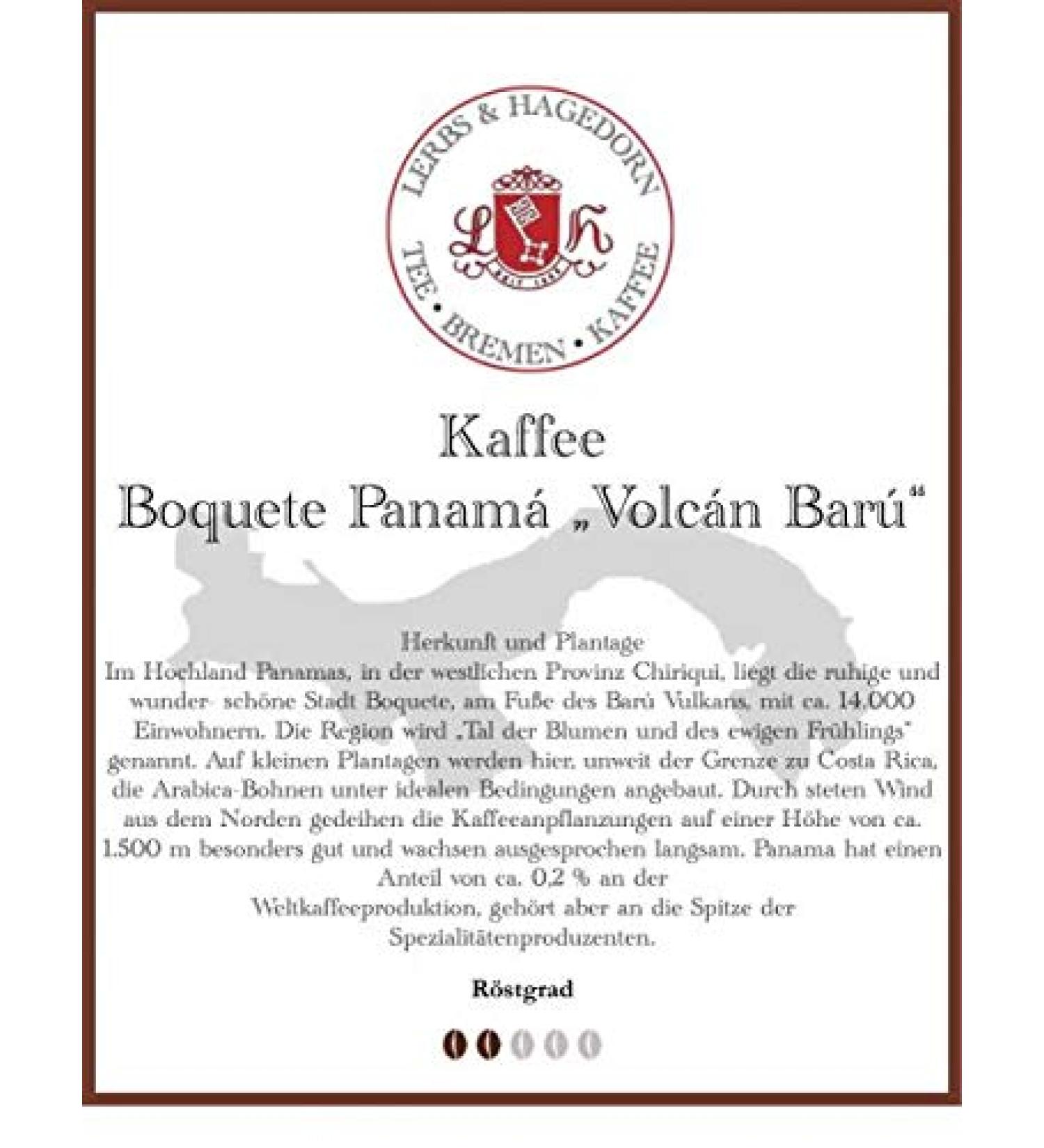 Lerbs & Hagedorn Boquete Panama Volcano Bar Coffee 1 kg