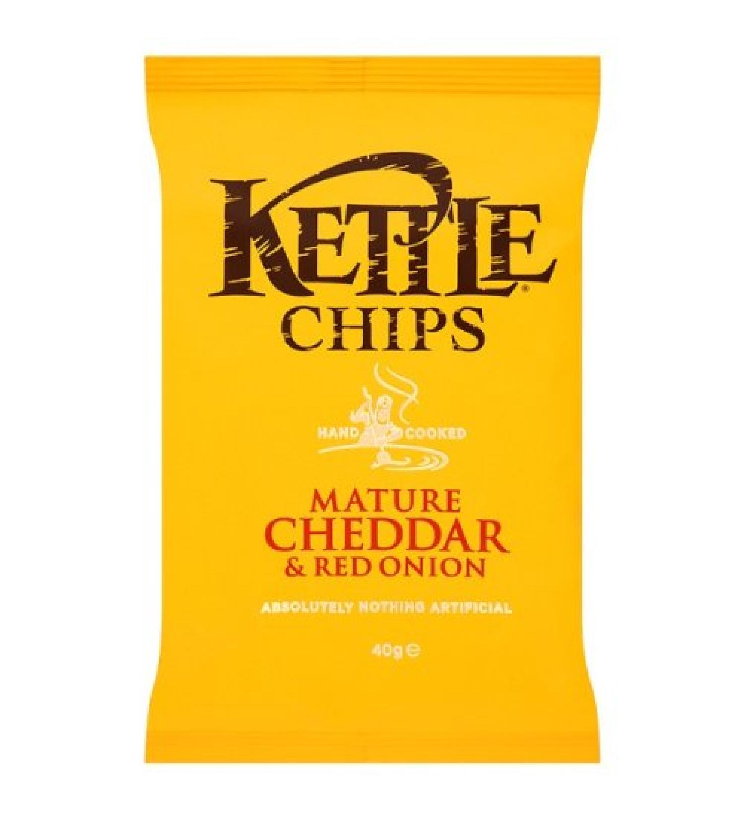 Kettle Kettle Chips Mature Cheddar & Red Onion 40 g (lot de 18 x 40 g)