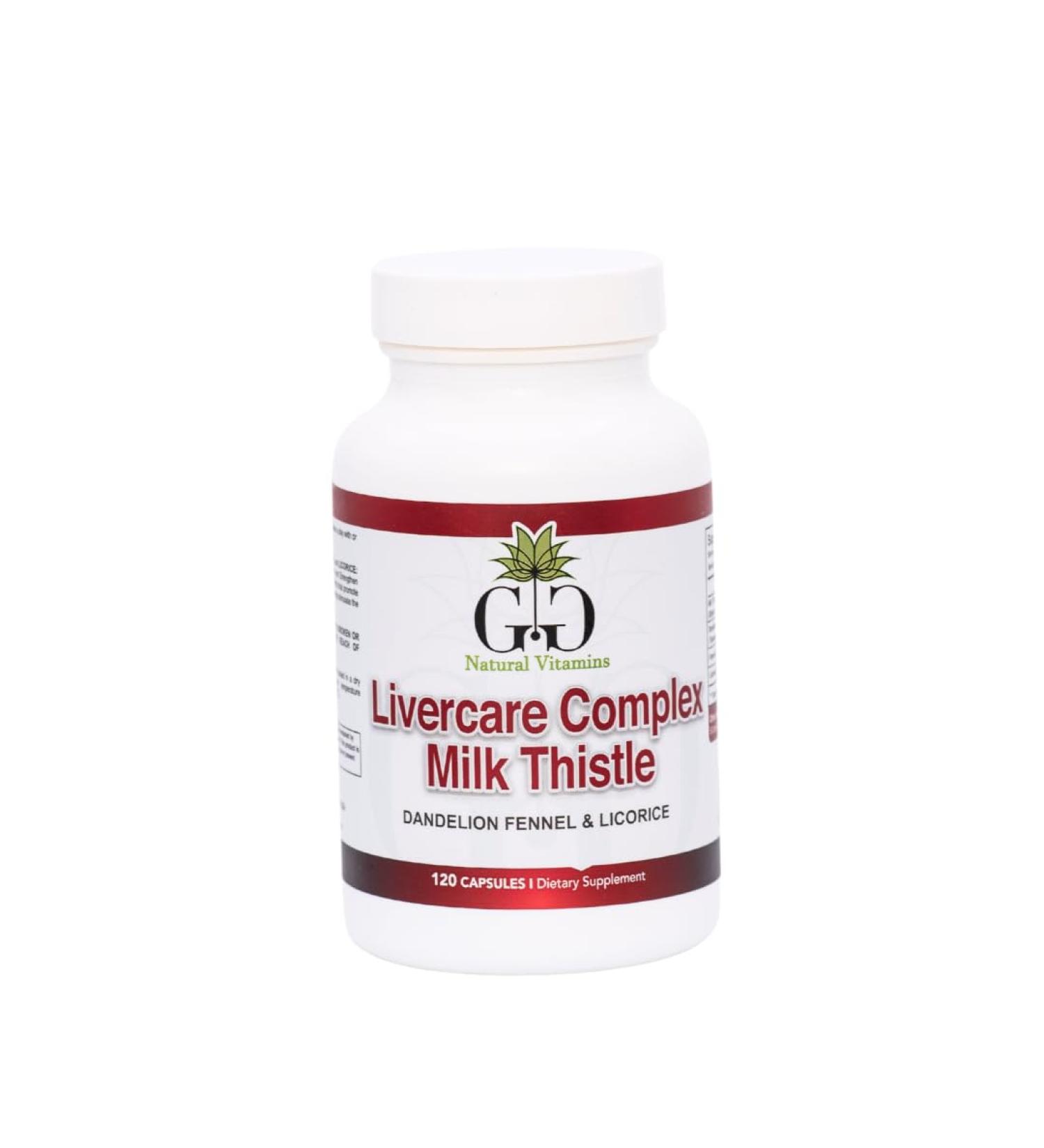 GG Natural Vitamins Livercare Complex Milk Thistle with Dandelion Fennel & Licorice 120 Capsules - Buy Online on GoSupps.com