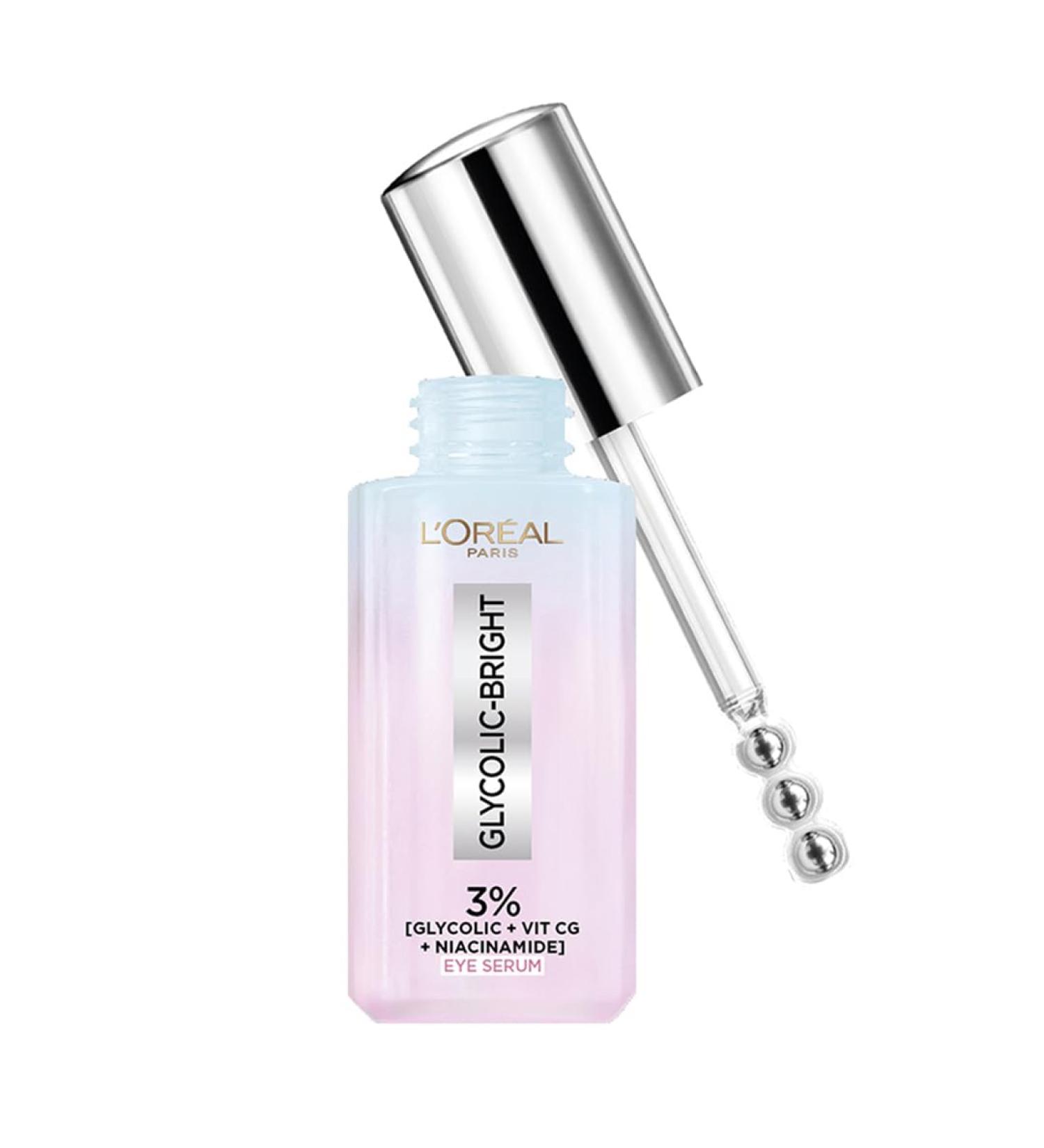 L'Or al Paris Glycolic Bright Dark Circle Eye Serum | 3% Glycolic Niacinamide & Vitamin Cg - 20ml | International Shipping - Buy Online on GoSupps.com