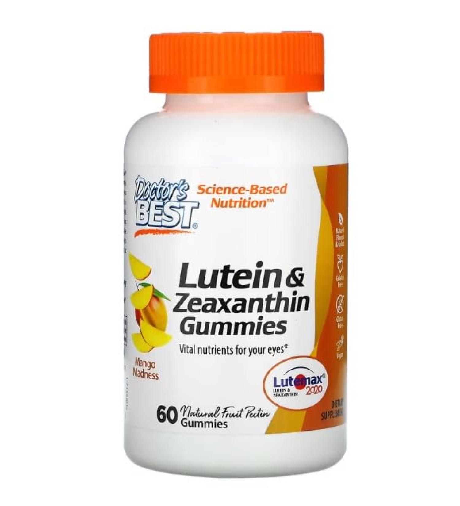 Doctor's Best Lutein & Zeaxanthin Supports Eye Health High Potency 60 Delicious Gummies Oxidative Stress Protection & Vision - Buy Online on GoSupps.com