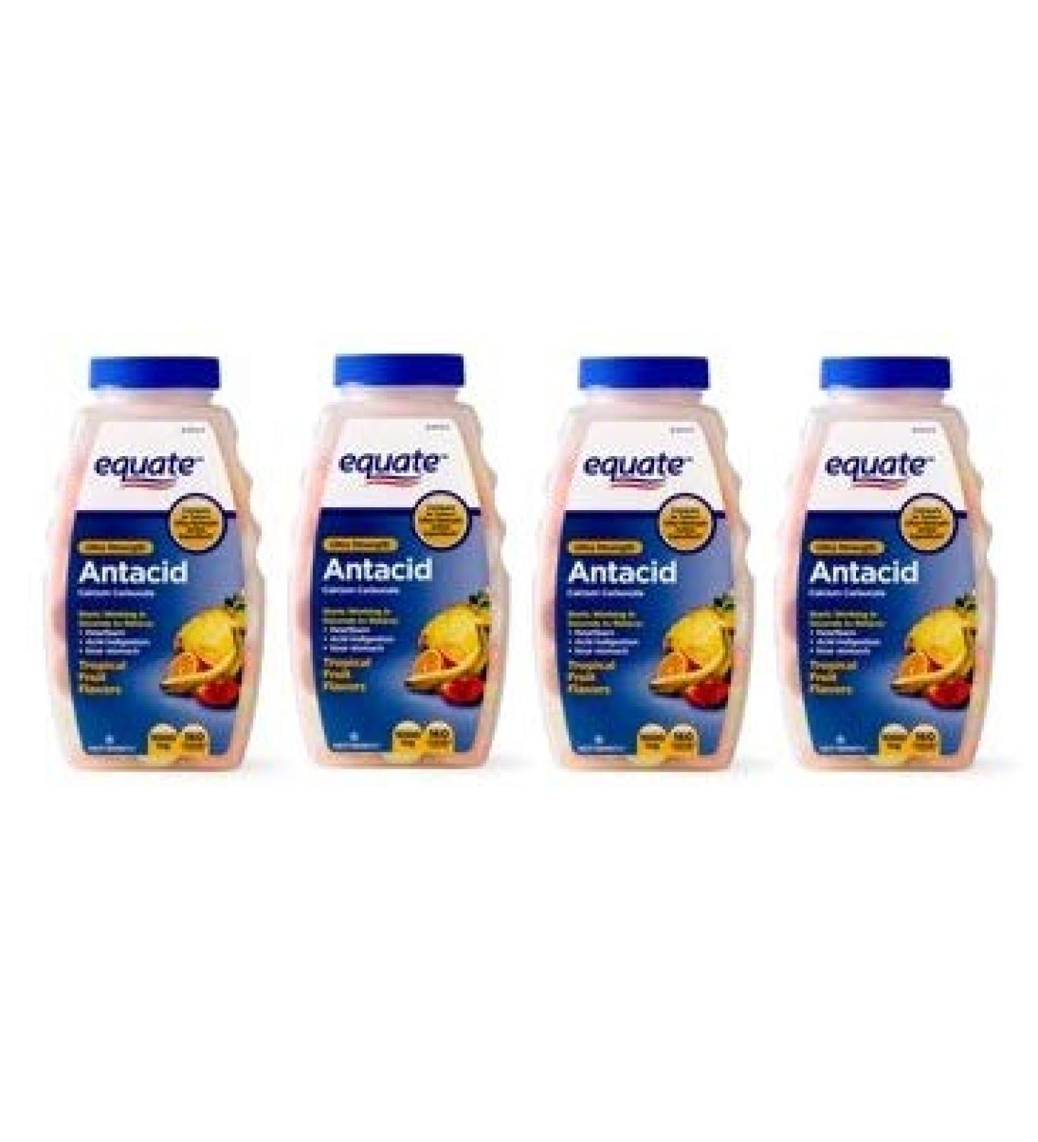 Equate Antacid Tablets Ultra Strength Tropical Fruit Flavors Chewable Tablets 1000 mg 160 Count (Pack of 4) - Buy Online on GoSupps.com