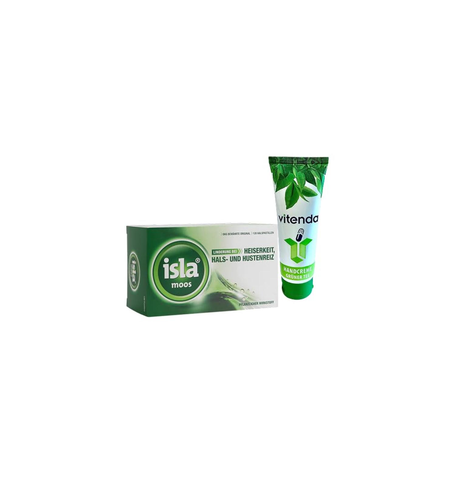 isla Lot de 120 pastilles de mousse avec une cr me pour les mains de vitenda pour les maux de cou et d'harmonie avec extrait de mousse islandaise Mousse Isla 120