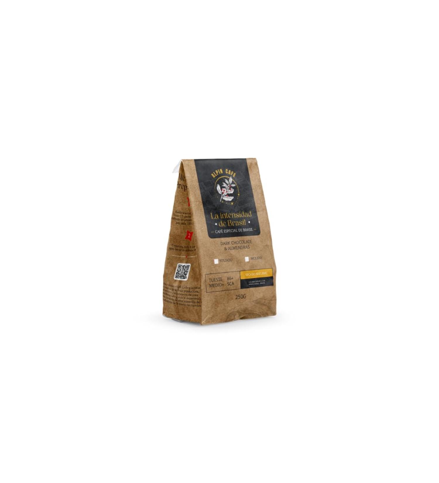 Alpine Natural Bean Coffee - Specialty Coffee | Brazil Grain Coffee | 100% Arabica Bean Coffee | +86 SCA Points | Natural & Handmade Coffee | Natural Grain Coffee | 250g Pack