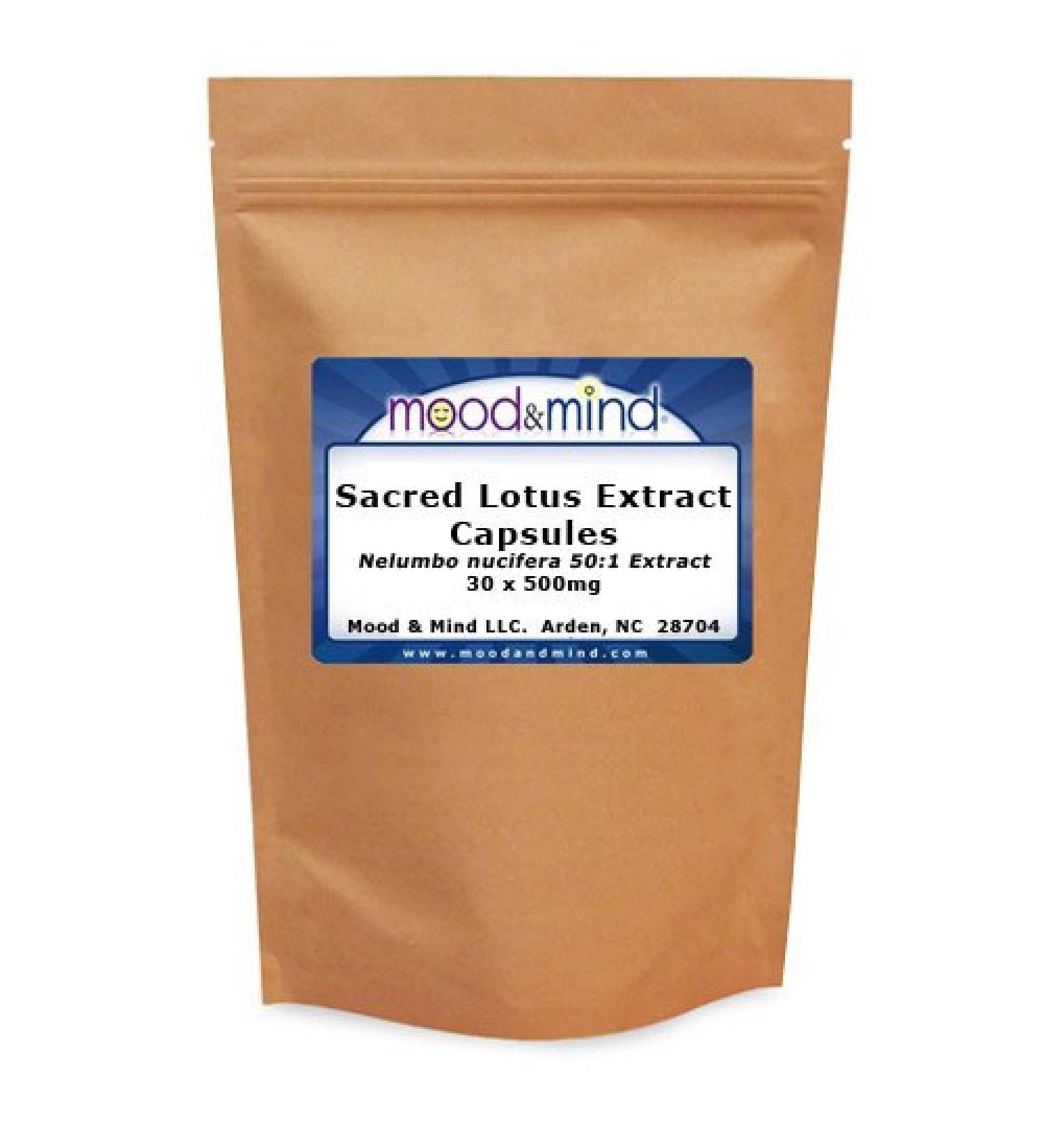 Mood & Mind Sacred Lotus Extract Capsules 500mg (30 ct) - Nelumbo nucifera - Buy Online on GoSupps.com