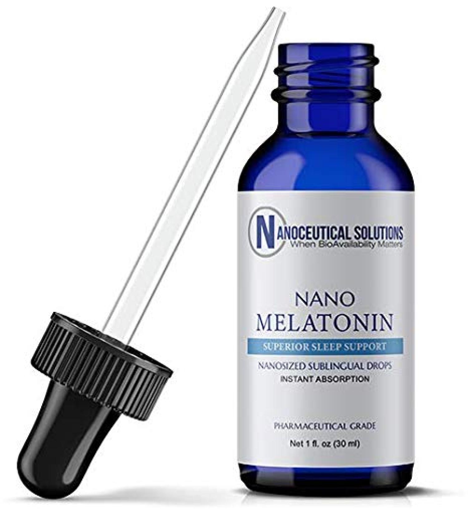 Nano MELATONIN NanoSized Liquid Particles for Rapid Absorption Infants & Adults Sub Lingual Organic Drops Promotes Calm restful Sleep Natural antioxidant 30 Servings.