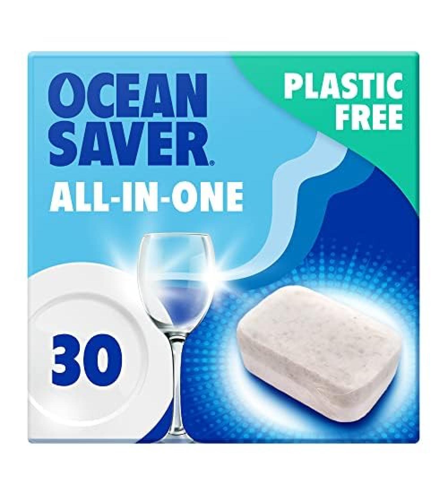 OceanSaver Eco-Friendly Dishwasher Tablets - Pack of 30 | Non-Toxic & Plastic-Free Dish Washing Tablets for Sustainable Cleaning | All in One Plant-Based Dishwasher Salt & Rinse Aid for Tough Stains 1 count (Pack of 30) - Buy Online on GoSupps.com