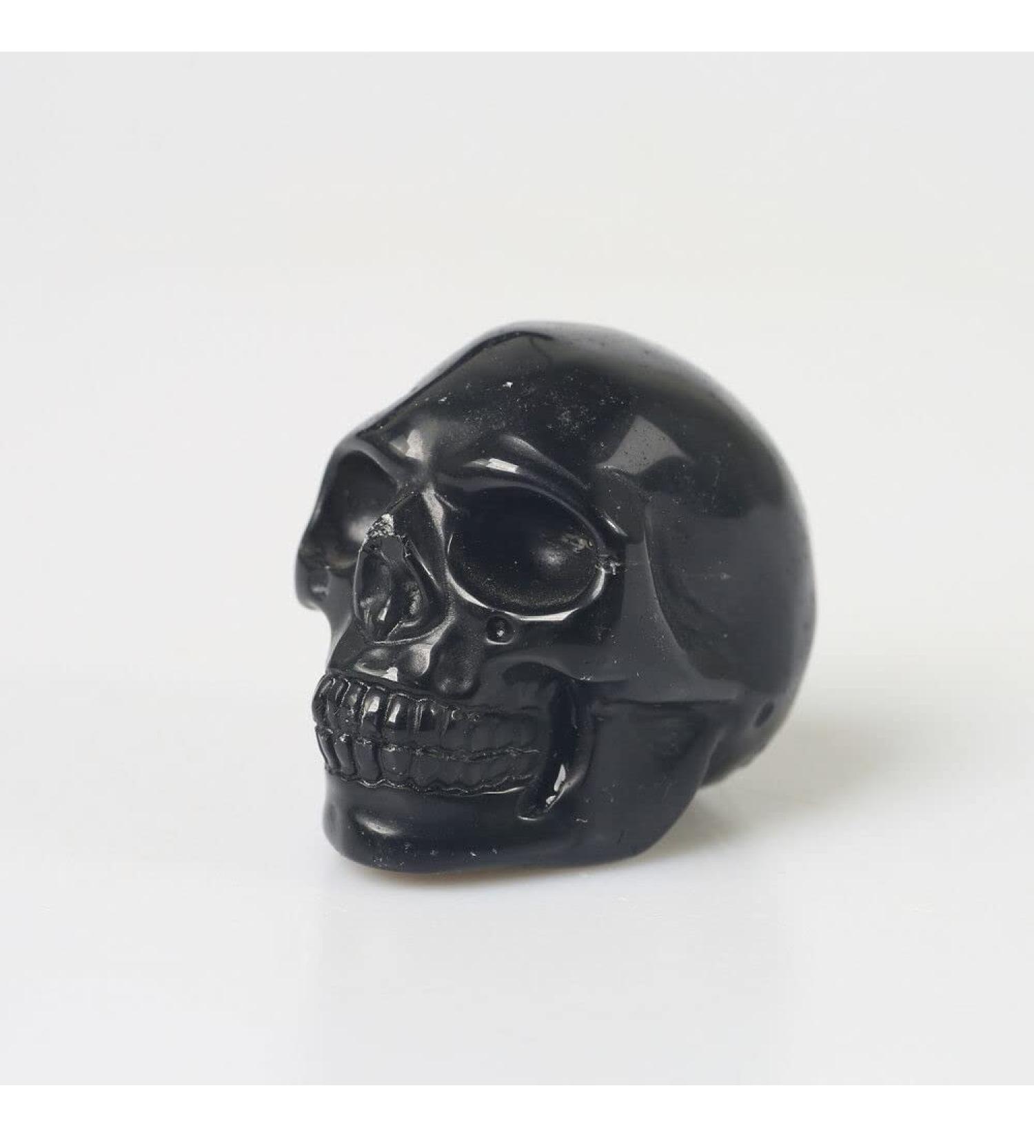 Natural Crystal Rough 1PC Black Obsidian Quartz Skull Specimen Reiki Rock Hand Carved Figurine Stones - Buy Online on GoSupps.com