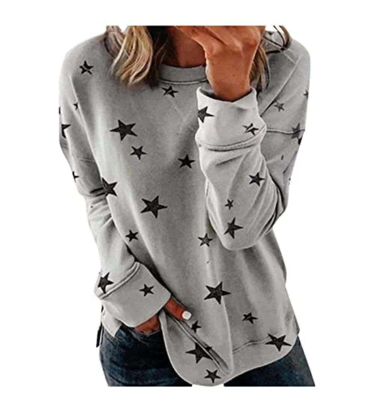 WFJCJPAF Women's Plus Size Spring Fashion 2023 Long Sleeve Printed Sweatshirt - Gray XL - Buy Online on GoSupps.com