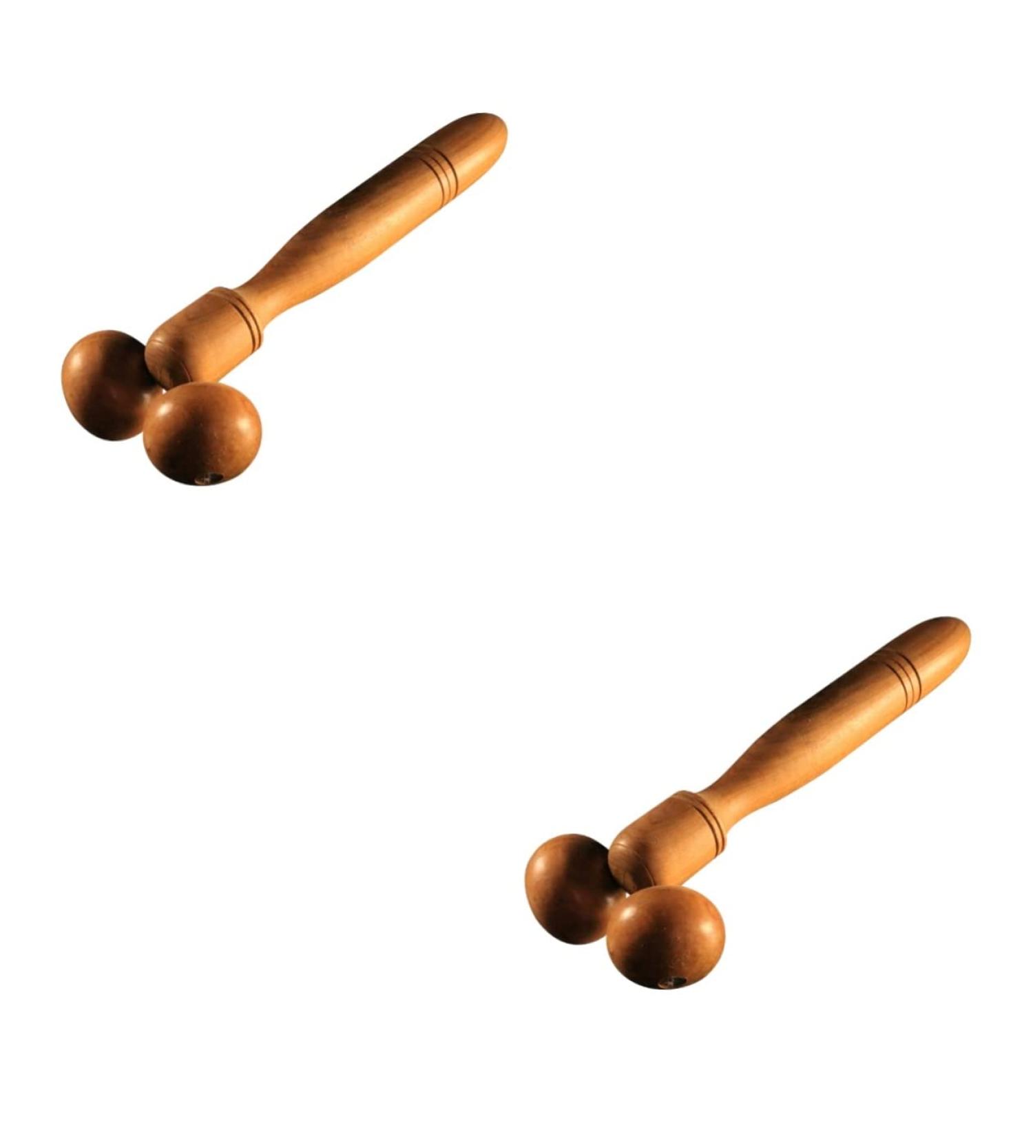 Lalafina 2-Pack Wooden Face Massage Tools - Eye Massage Devices for Fatigue Relief & Yoga Tension - 3D Bamboo Head Scratcher & Skin Care Roller - Buy Online on GoSupps.com