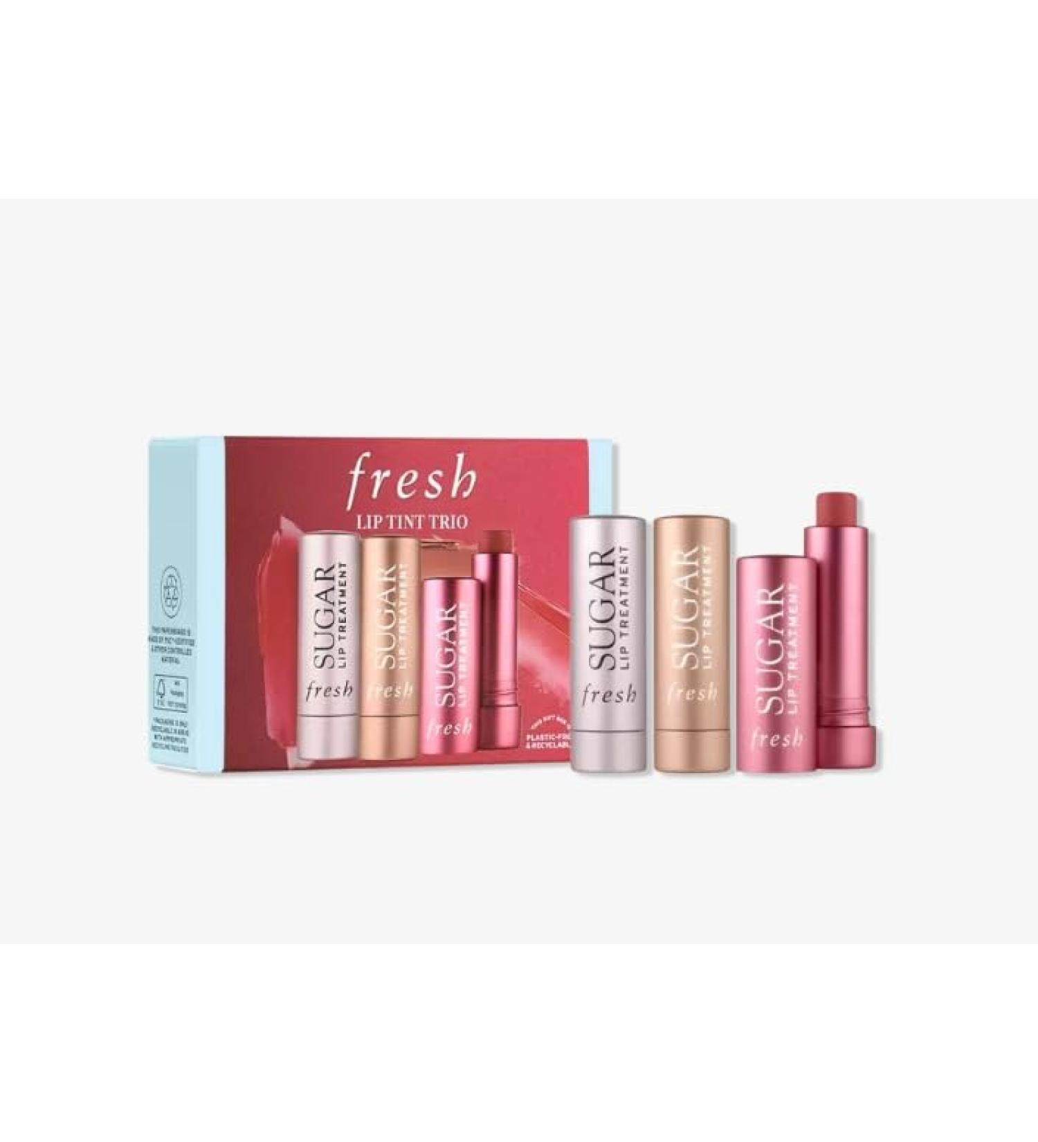 Lip Tint Trio by Fresh for Women - 3 Pc 0.07oz Sugar Lip Treatment - Rose 0.07oz Sugar Lip Treatment - Honey 0.07oz Sugar Lip Treatment - Bloom