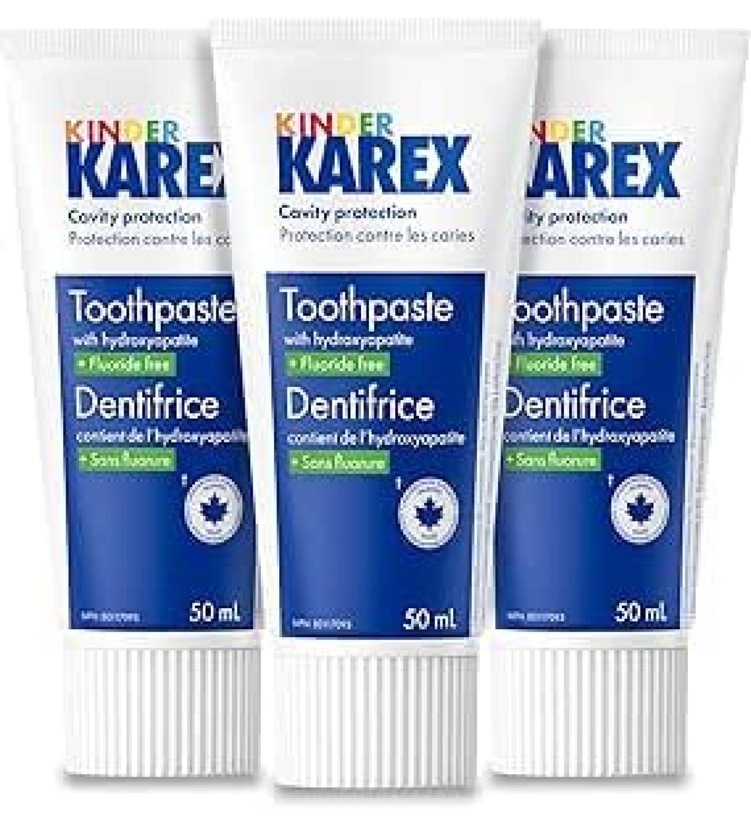 Kinder Karex Hydroxyapatite Kids Toddler Toothpaste 50 ml Fluoride Free Safe If Accidentally Swallowed - 3 x 50 ml 50 ml (Pack of 3) - Buy Online on GoSupps.com